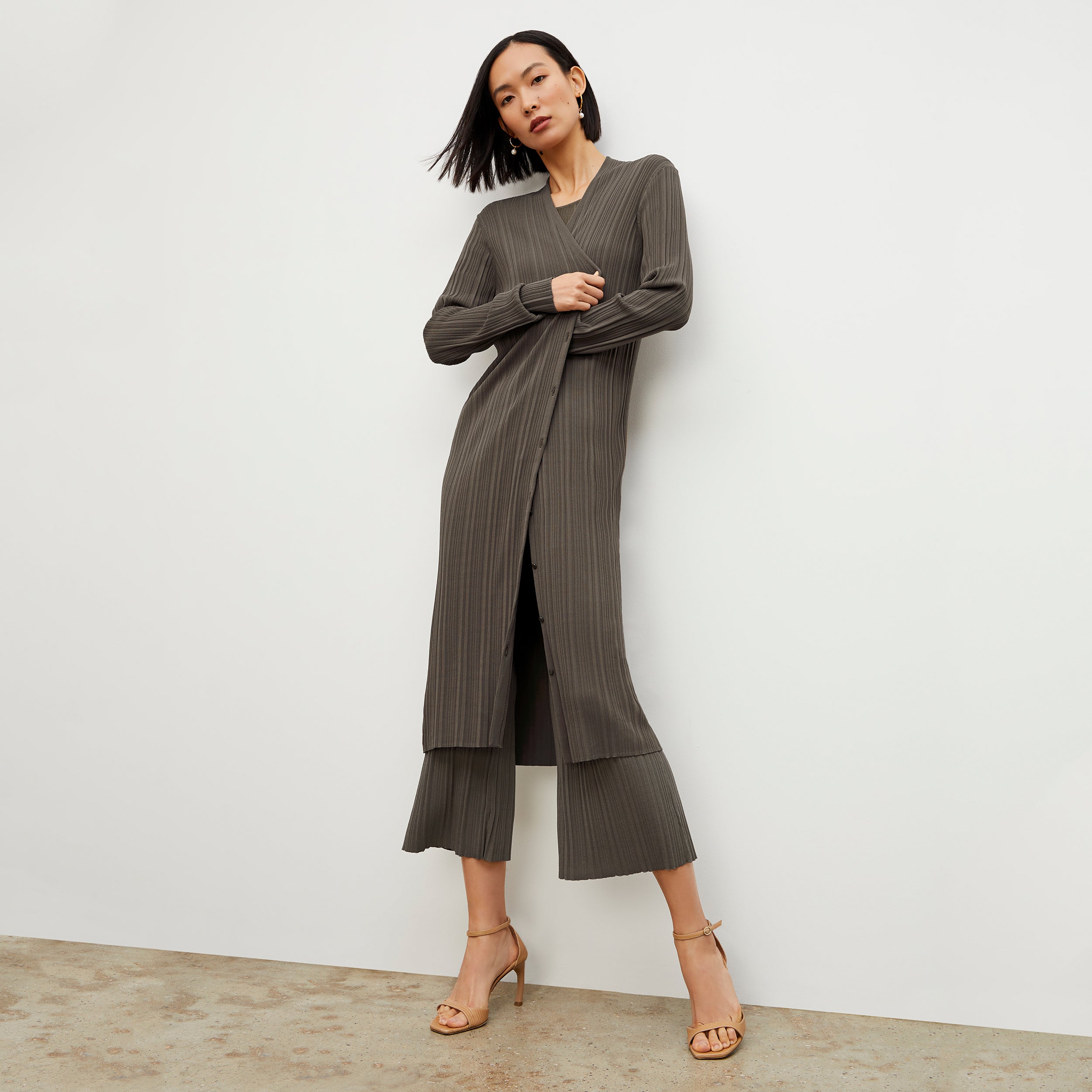 Marijane Textured Knit Pants in Light Ash - Comfortable High-Waisted Lounge Pants for Women - Perfect for Yoga, Home Wear, and Relaxation