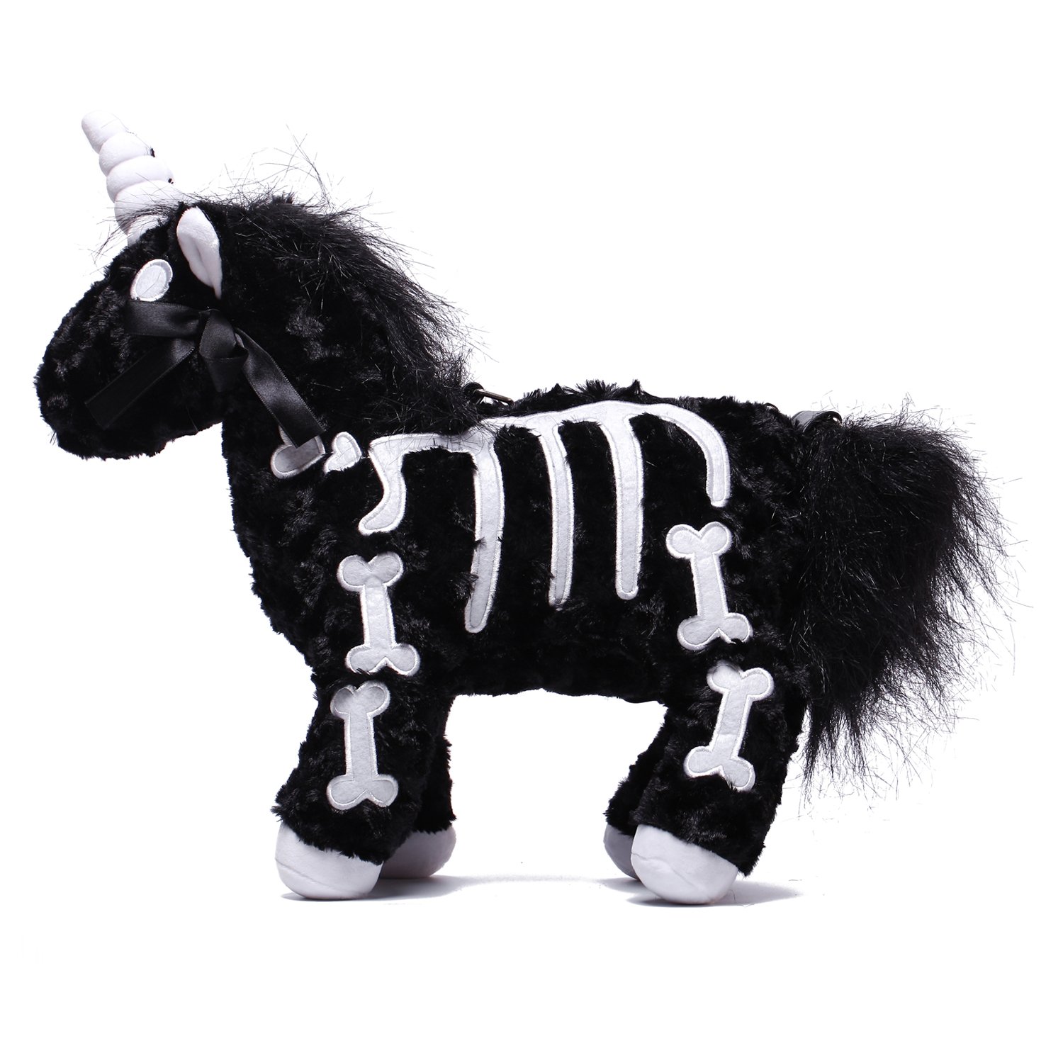 Littleforbig Uniskelly Skeleton Unicorn Plush Stuffed Animal with Shoulder Bag - Cute Kawaii Halloween Toy & Fashion Accessory for Girls, Cosplay, Gift Giving & Everyday Use