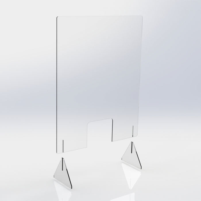 Cal Mil 22137 31-Inch Counter Shield Sneeze Guard with POS Window - Clear Acrylic Protective Barrier for Food Service Counters, Cafes, and Retail Stores