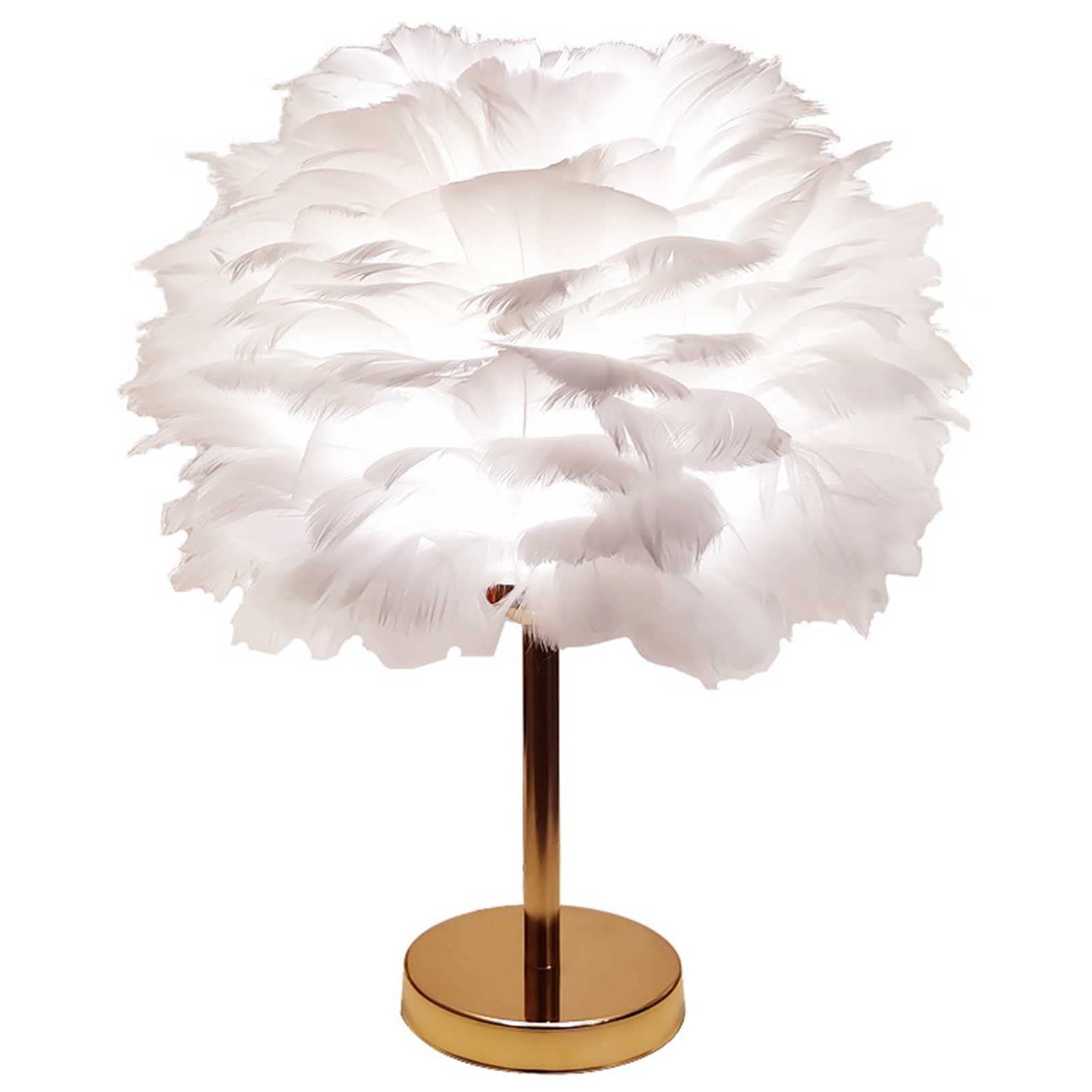 HZRU LED Feather Table Lamp - Elegant Feather Lampshade Night Light for Bedroom, Living Room, Wedding, Cafe Decor | Romantic Ambiance Lighting for Home & Commercial Spaces