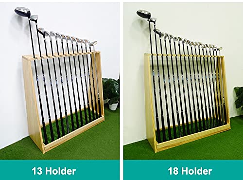 Premium Golf Club Stand Holder - Wooden Golf Club Organizer & Display Rack for 13 or 18 Putter Clubs - Durable Storage Shelf Equipment for Indoor/Outdoor Use - Perfect for Green, Garage, Home, or Golf Course Organization