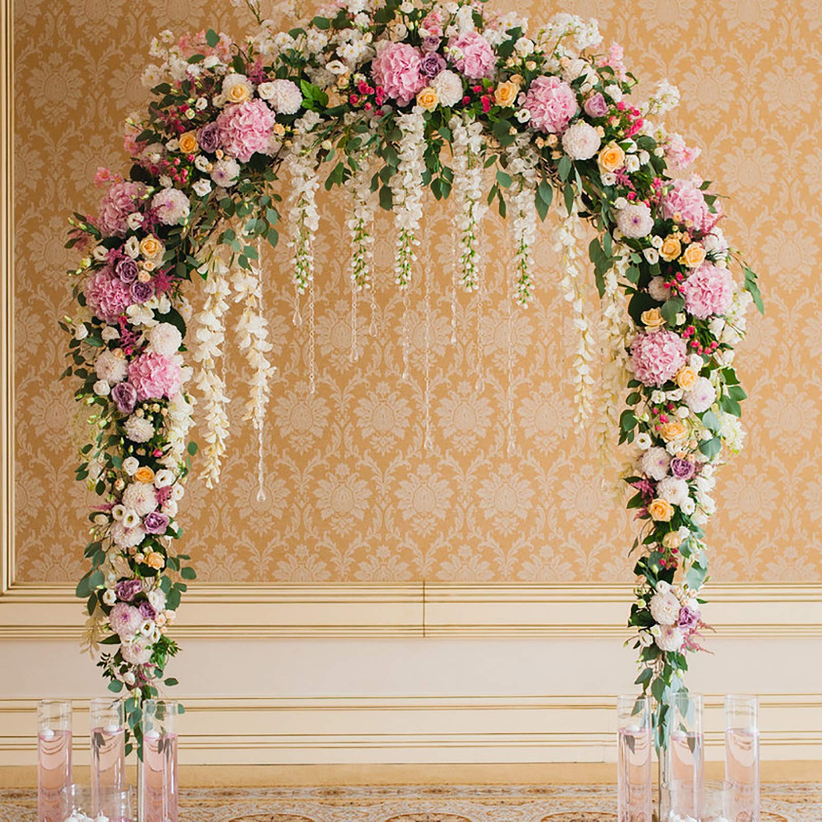 BHSHUXI White Metal Garden Arch Trellis - Outdoor Wedding Floral Arch for Bridal Party, Prom & Garden Decoration | Perfect for Weddings, Events & Outdoor Decor