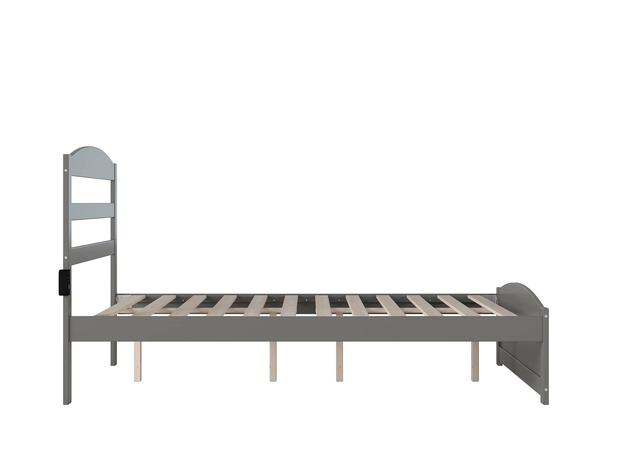 AFI Warren Full Size Platform Bed with Footboard & USB Charging Station - Modern Grey Wood Bed Frame for Master Bedroom, Guest Room, or Apartment