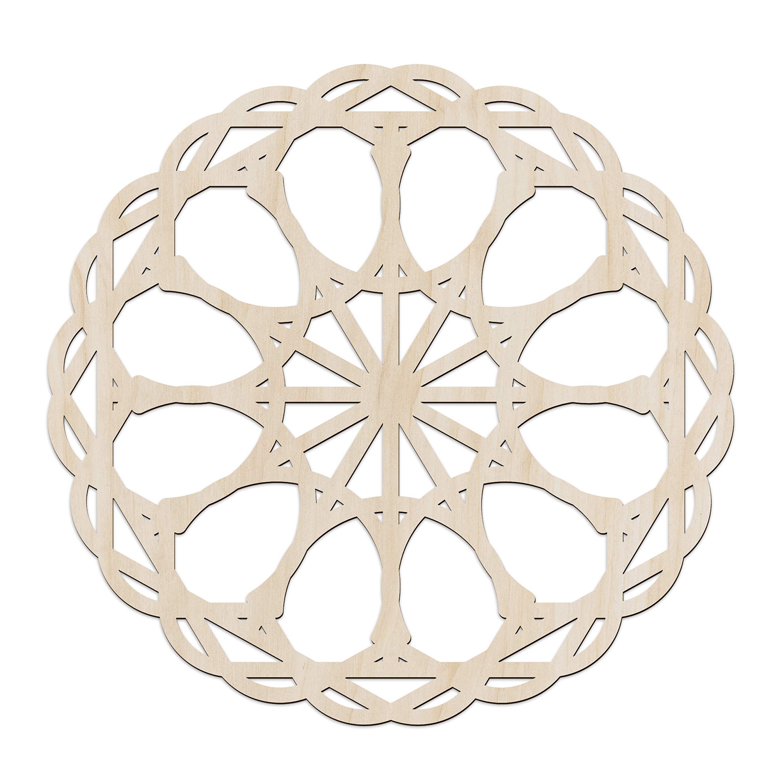 Ambesonne Mandala Wooden Wall Art - Abstract Vintage Royal Flower Design on Birch Plywood - Rustic Home Decor for Hallway, Bedroom, Living Room, Office & Cafe - 11.4