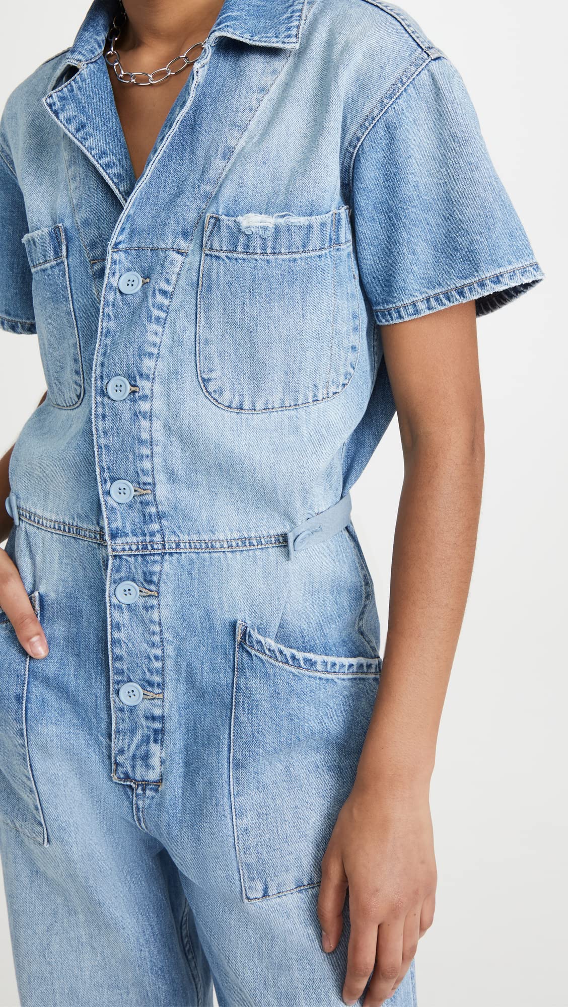 Women's Denim Jumpsuit - Pistola Grover Romper with Pockets | Casual Outfit for Streetwear, Summer Fashion & Everyday Wear