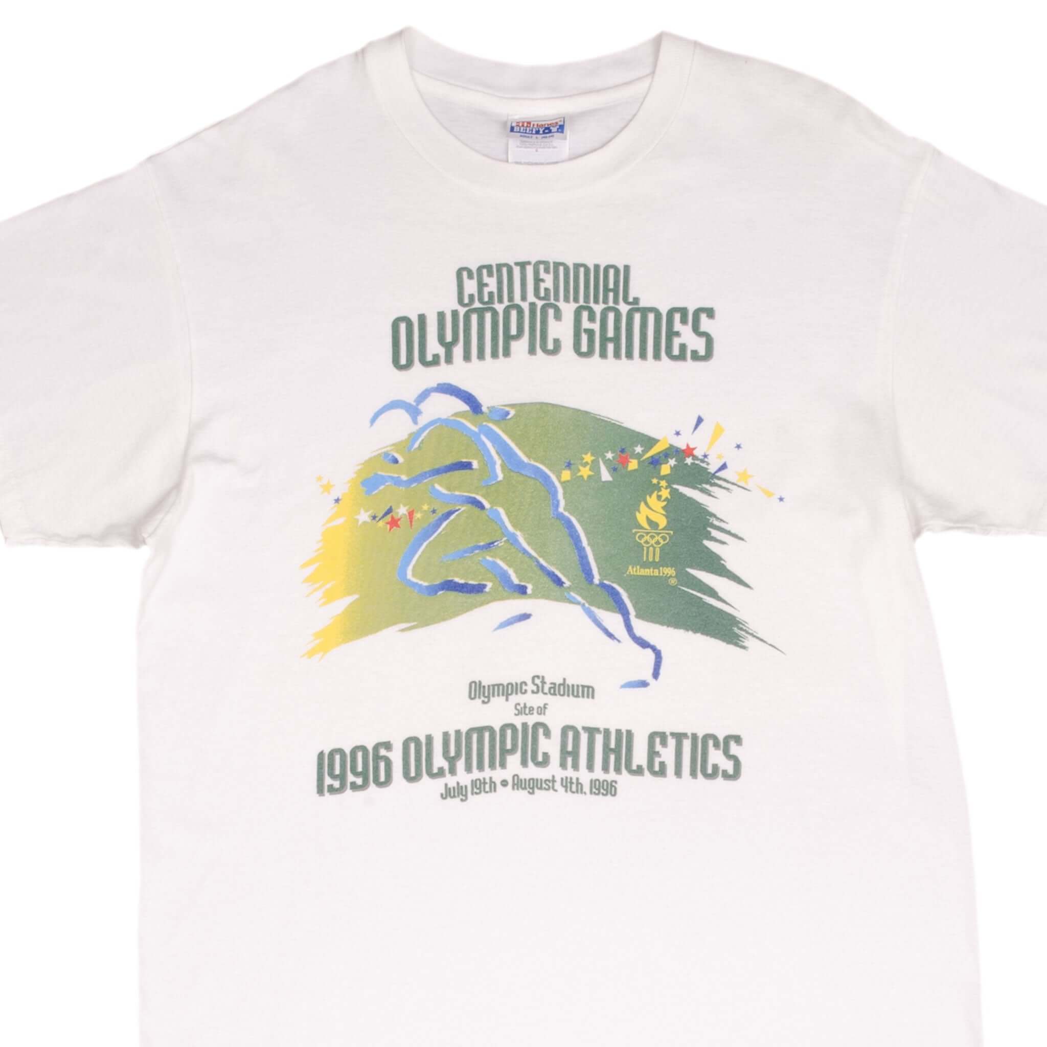 Vintage 1996 Atlanta Centennial Olympic Games T-Shirt - Large Size - Retro Sports Fan Gift & Collectible for Olympics Memorabilia Enthusiasts