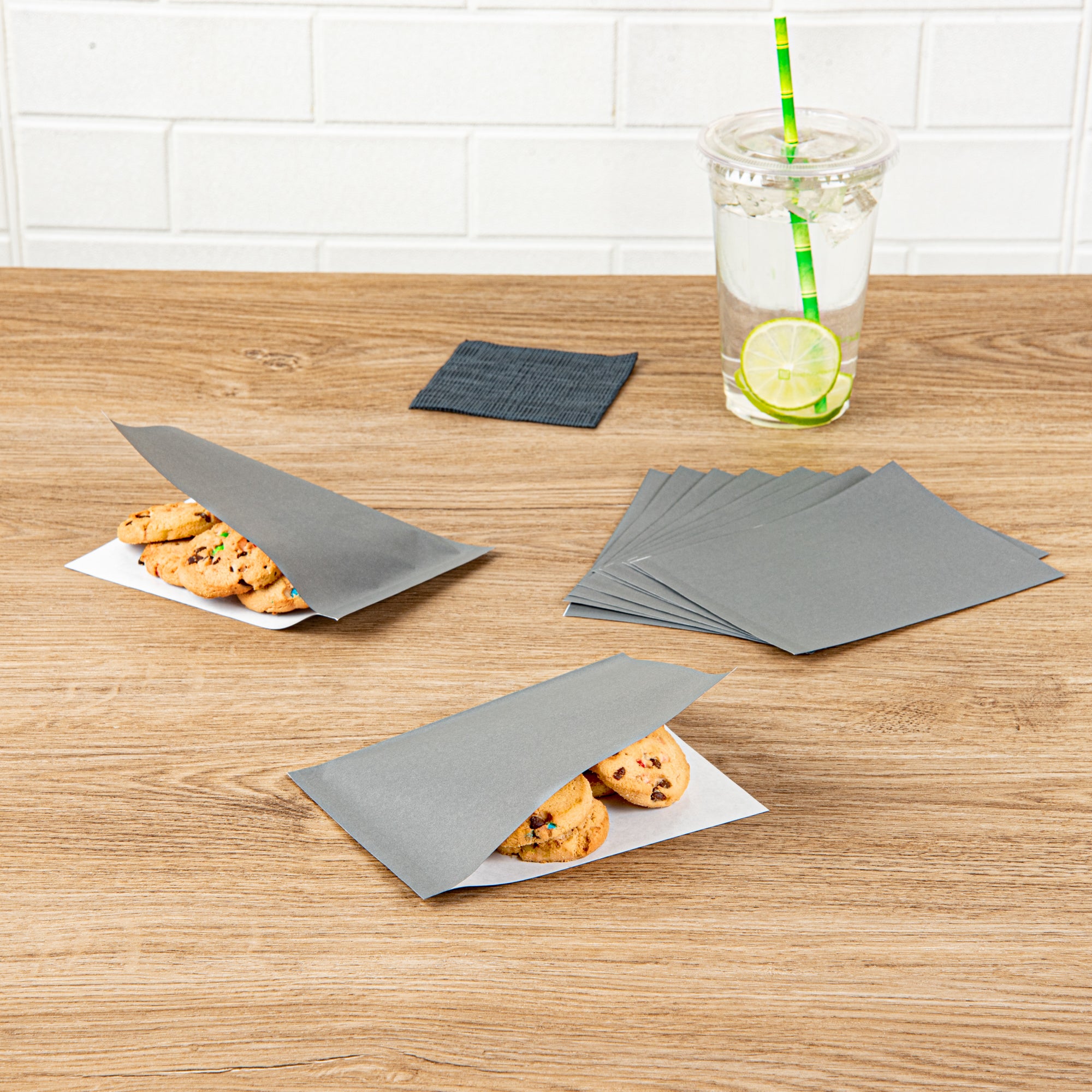 Greaseproof Small Double Open Paper Bags - 6 1/4 x 4 3/4 Inches - 100 Count Box (Ideal for Bakery, Takeout & Food Storage)