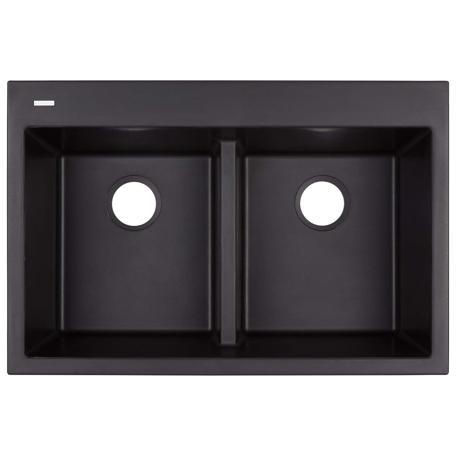 Signature Hardware 441670 Algren 33-Inch Drop-In Double Basin Granite Composite Kitchen Sink - Black, Perfect for Modern Farmhouse & Contemporary Kitchen Remodels
