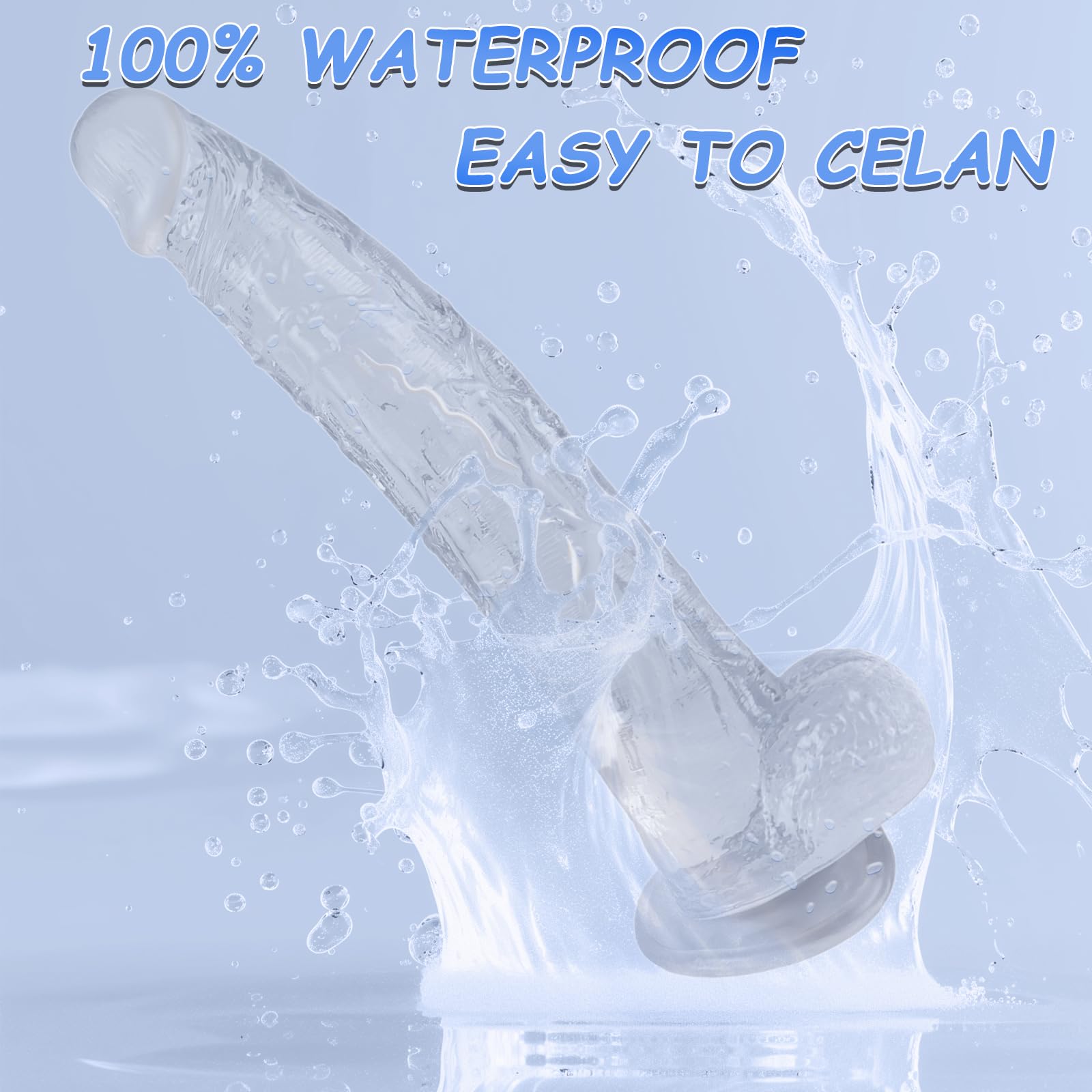 13 Inch Realistic Clear Dildo for Women & Couples - Body-Safe Silicone G-Spot & Anal Stimulator with Strong Suction Cup for Hands-Free Play - Perfect for Solo Use, Couples Play & BDSM Exploration