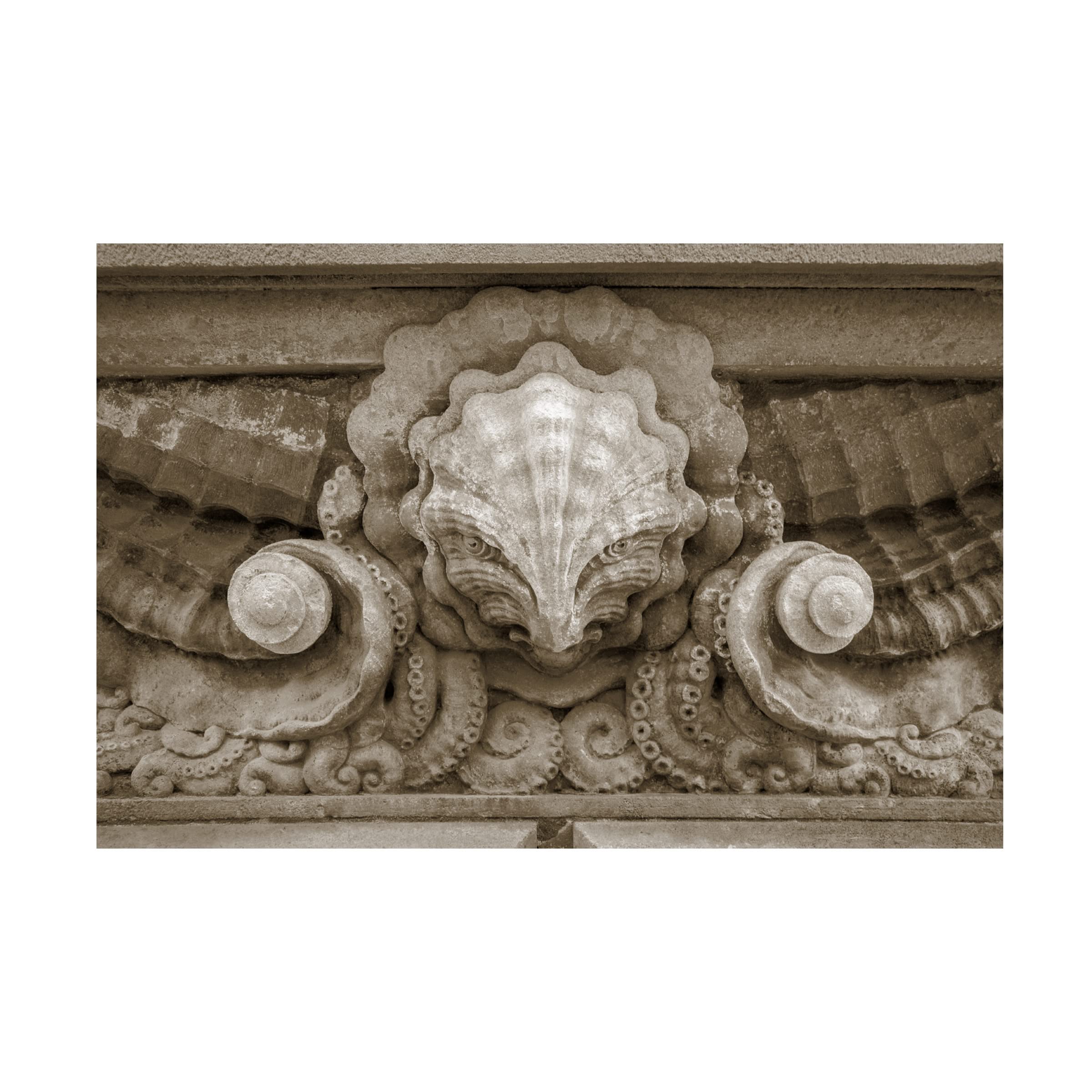 Laura DeNardo 'Architecture Detail in Sepia VI' Framed Canvas Wall Art Print - Vintage Building Decor for Living Room, Office & Bedroom