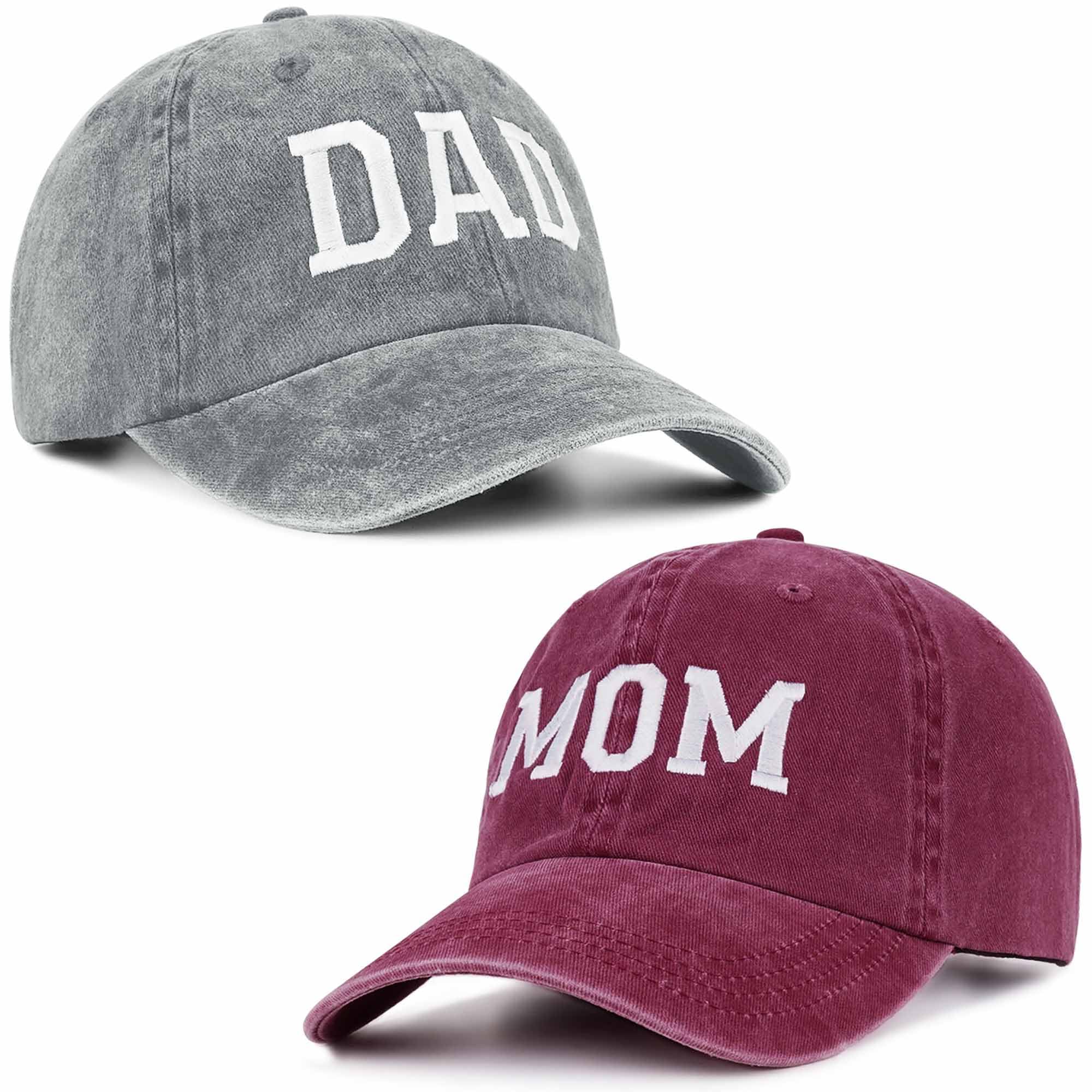 New Parents Baseball Caps - Embroidered Adjustable Dad & Mom Hats - Perfect Couples Gift for Baby Shower, Gender Reveal & Parenting Journey