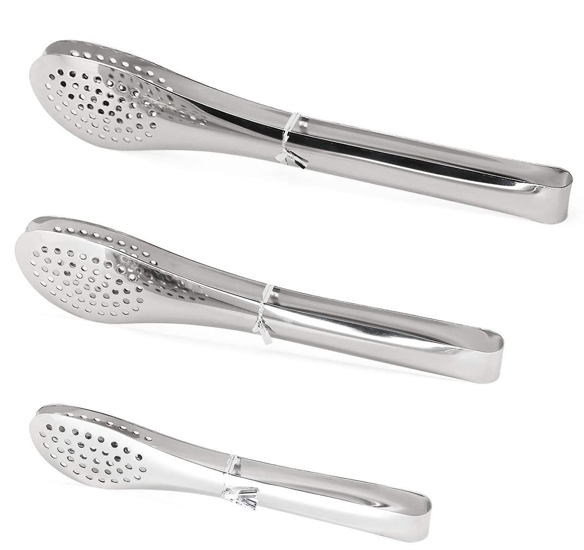 TOPULORS Stainless Steel Tongs Set (7/9/11 Inch) - Heavy Duty Kitchen & BBQ Cooking Tongs for Grilling, Frying, Baking, Salad - Dishwasher Safe Serving Utensils for Food, Ice, Toast, Pastry - Perfect for Home Kitchen, Outdoor BBQ, Buffet & Restaurant Use