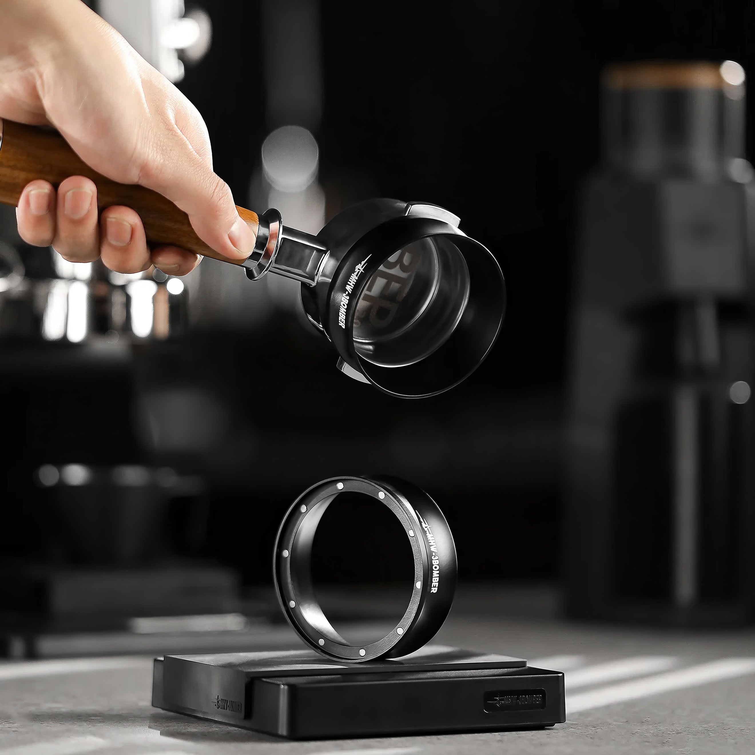Premium Espresso Magnetic Coffee Dosing Funnel by MHW 3BOMBER - Perfect for Barista-Grade Coffee Grounds Distribution - Ideal for Home & Professional Espresso Machines