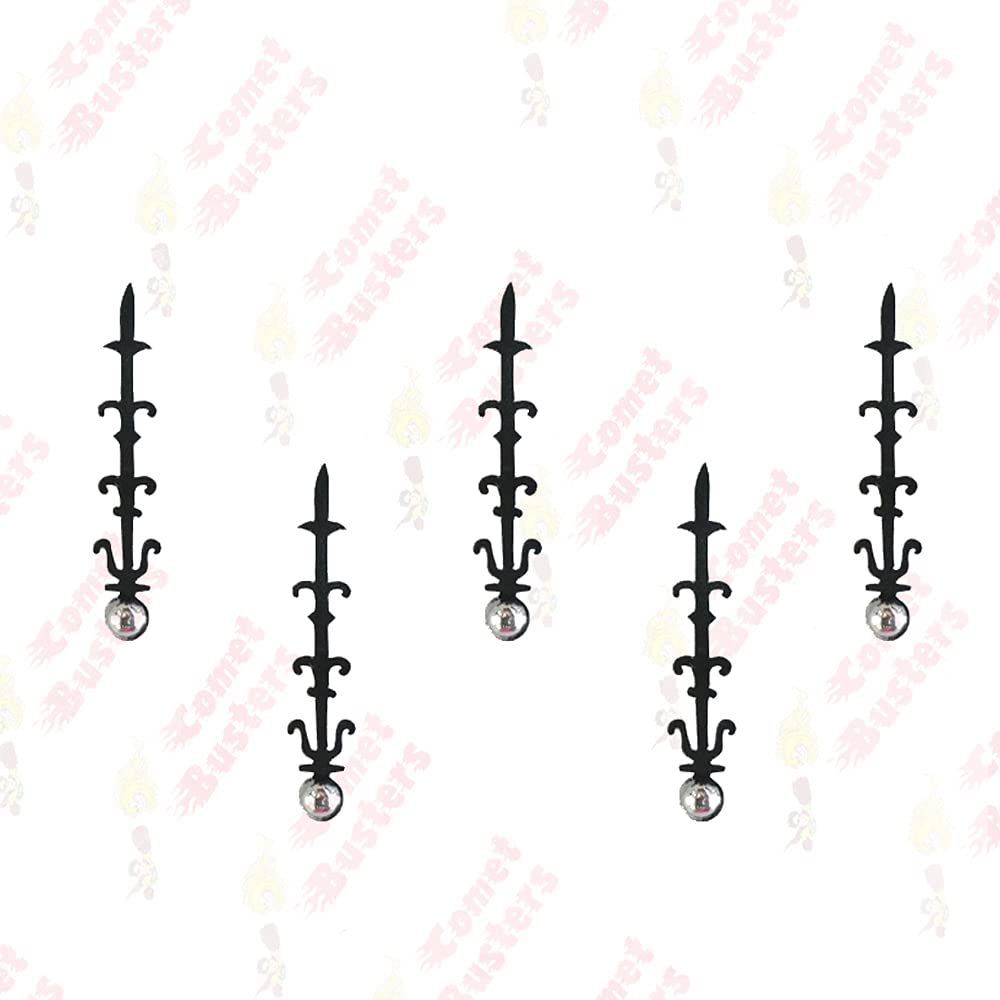 Comet Busters Long Fancy Black Bindi with Silver Dot (BIN720) - Traditional Indian Forehead Jewelry for Weddings, Festivals & Special Occasions