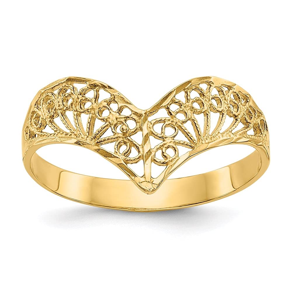 14K Solid Yellow Gold Diamond-Cut Filigree Ring for Women - Elegant Vintage Style Jewelry Gift for Anniversary, Engagement & Special Occasions