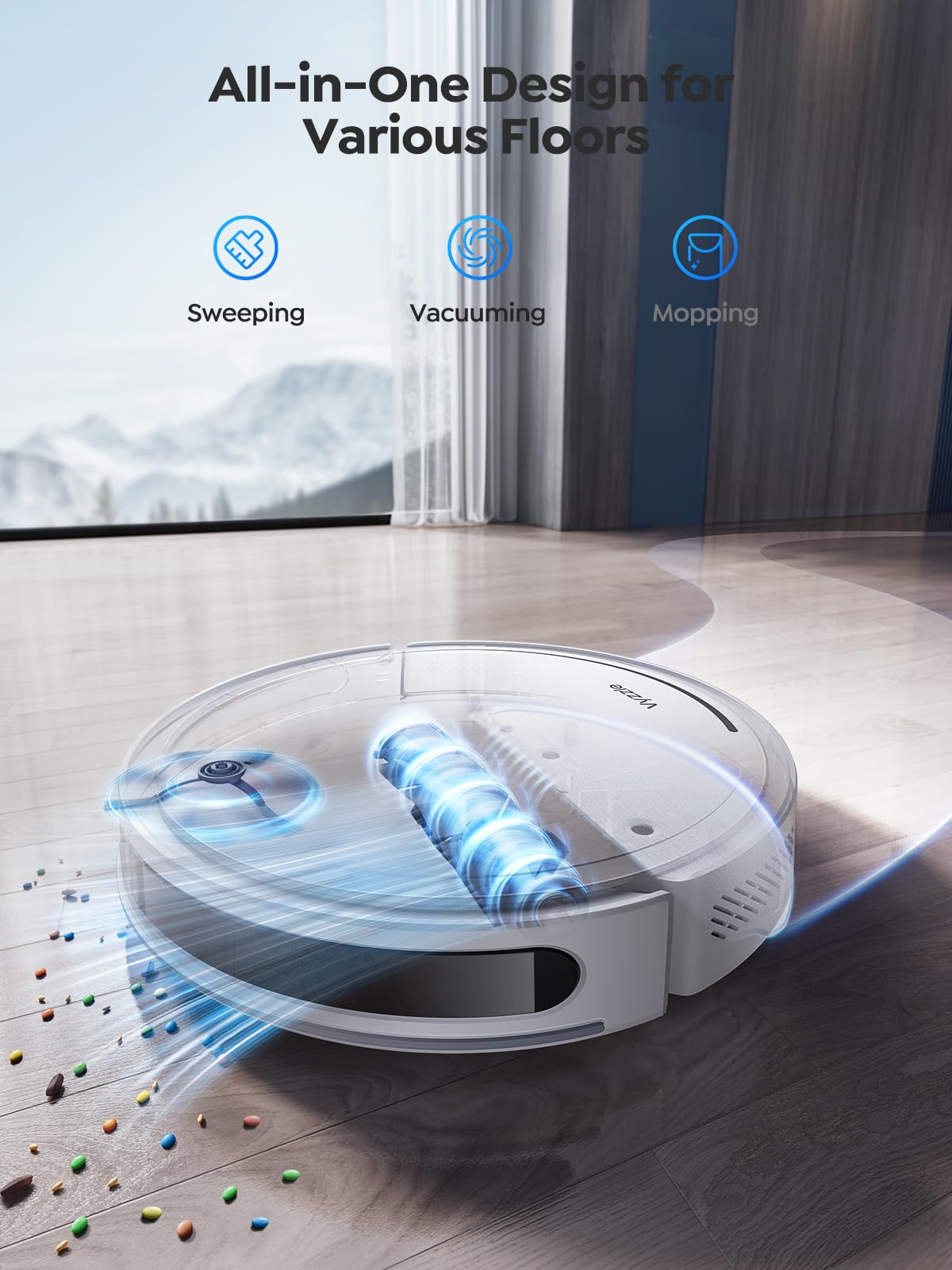 Vyzzle 5000Pa Robot Vacuum & Mop - 3-in-1 Lidar Navigation with App Control for Pet Hair & Carpets - Perfect for Hard Floors & Smart Homes