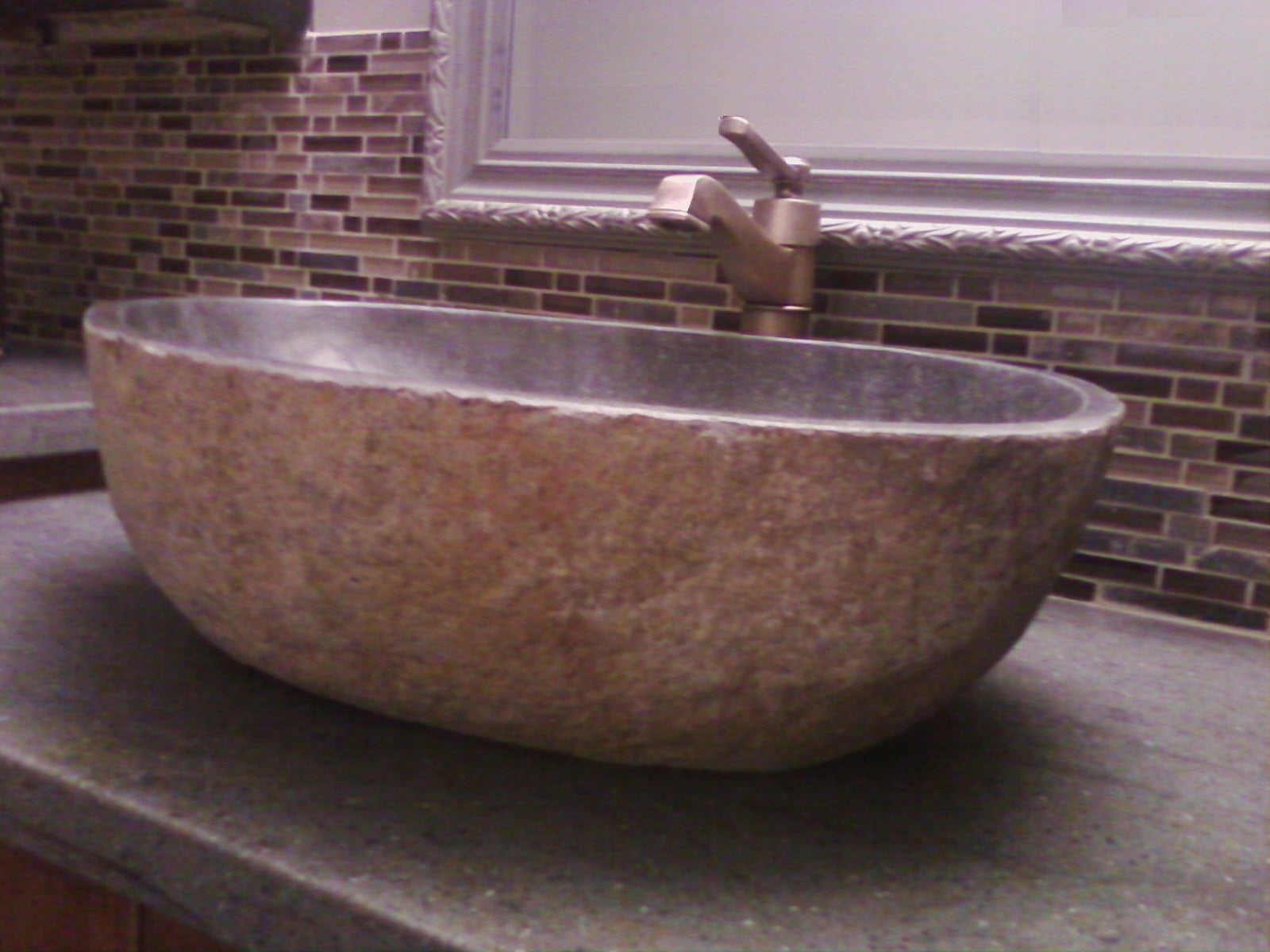 Natural Galet Nobu Boulder Sink with Thin Lip - Modern Minimalist Bathroom Vanity Sink for Spa, Zen, and Contemporary Home Decor