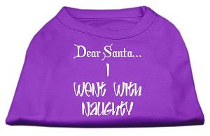 Dear Santa I Went with Naughty Screen Print Dog T-Shirt - Funny Pet Apparel for Christmas in Multiple Colors - Perfect for Holiday Photos & Dog Lovers Gifts