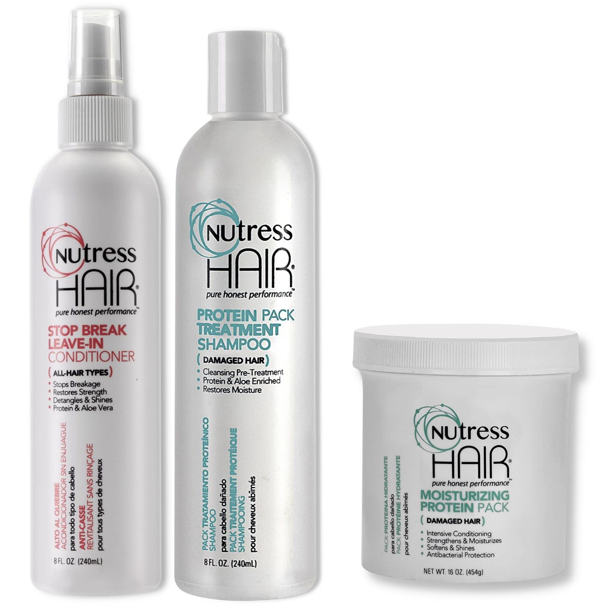 Hair Care Bundle (Set of 3) - Leave-in Conditioner to Stop Breakage, One-Step Repair Treatment for Damaged Hair & Protein Shampoo | For Dry, Frizzy & Color-Treated Hair | At-Home Salon Quality Hair Care