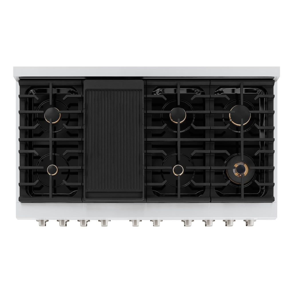 ZLINE 48-Inch 6.7 cu. ft. Stainless Steel Double Oven Gas Range with 8 Brass Burners - Professional SGR BR 48 Model for Modern Kitchens & Home Chefs