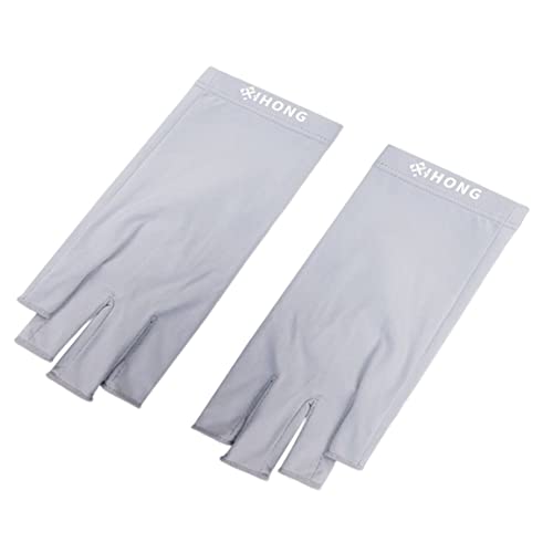 UV Protection Gloves for Gel Nails - Fingerless Manicure Gloves Shield Hands from UV Lamp Light - Perfect for Nail Salon, At-Home Gel Polish & Nail Art - Grey