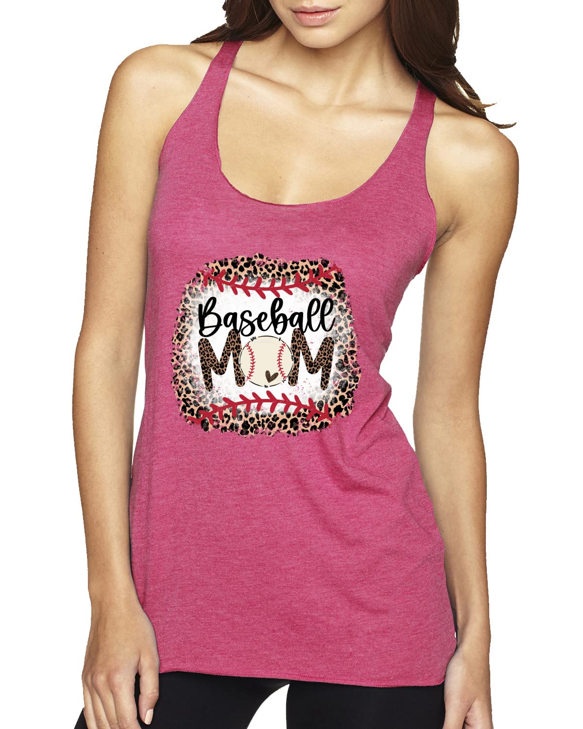 Cheetah Print Baseball Mom Tank Top - Soft Tri-Blend Racerback Shirt for Women - Perfect for Games, Practice & Team Spirit