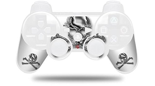 Sony PS3 Controller Decal Skin - Chrome Skull Design on White Background | Custom Vinyl Sticker for Gamepad (Controller Not Included) | Perfect for Gaming Enthusiasts & Personalization