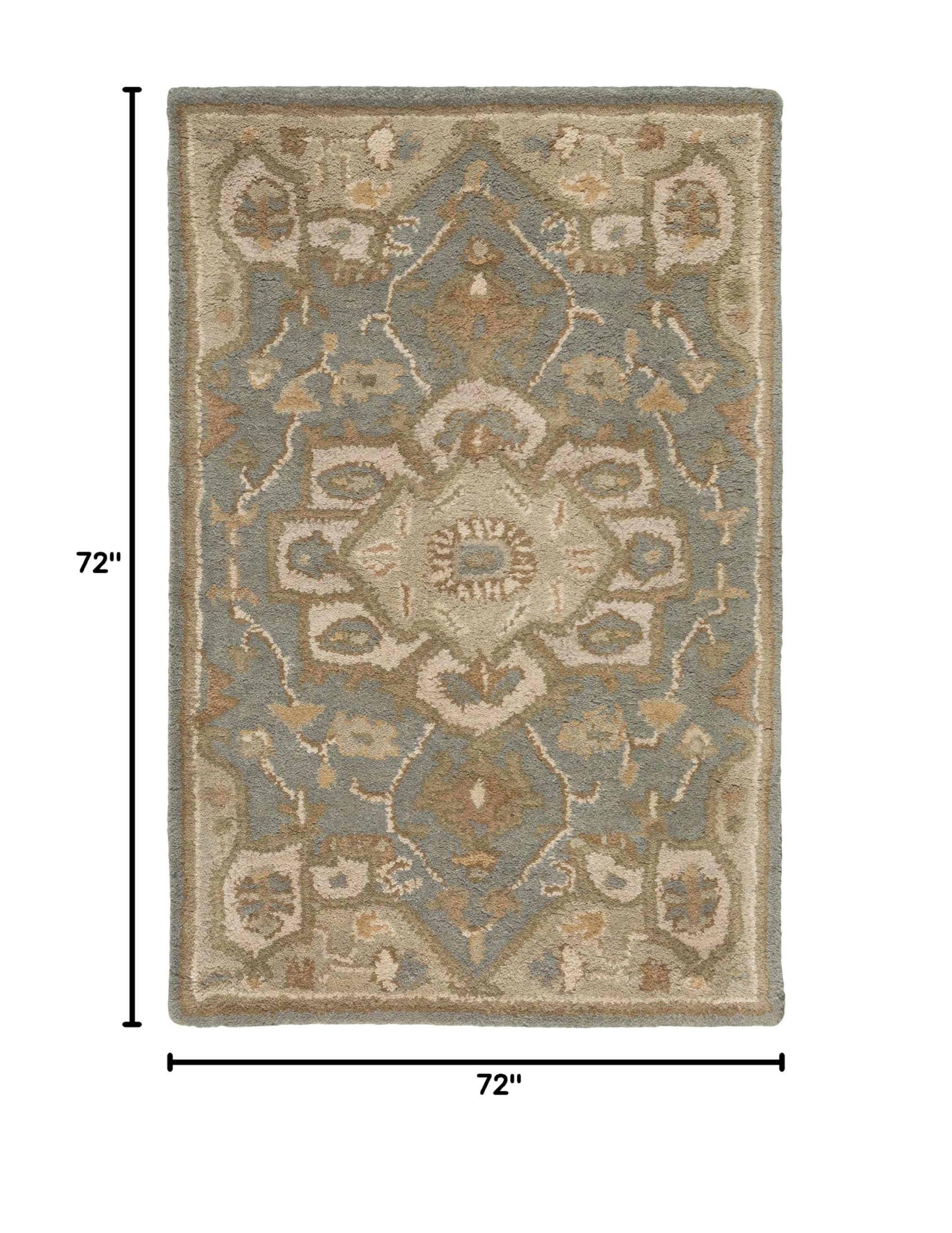 Hauteloom Broomfield Wool Area Rug for Living Room & Bedroom - Traditional Gray, Brown, Beige - 6' Round - Soft & Durable Handmade Rug for Cozy Home Decor