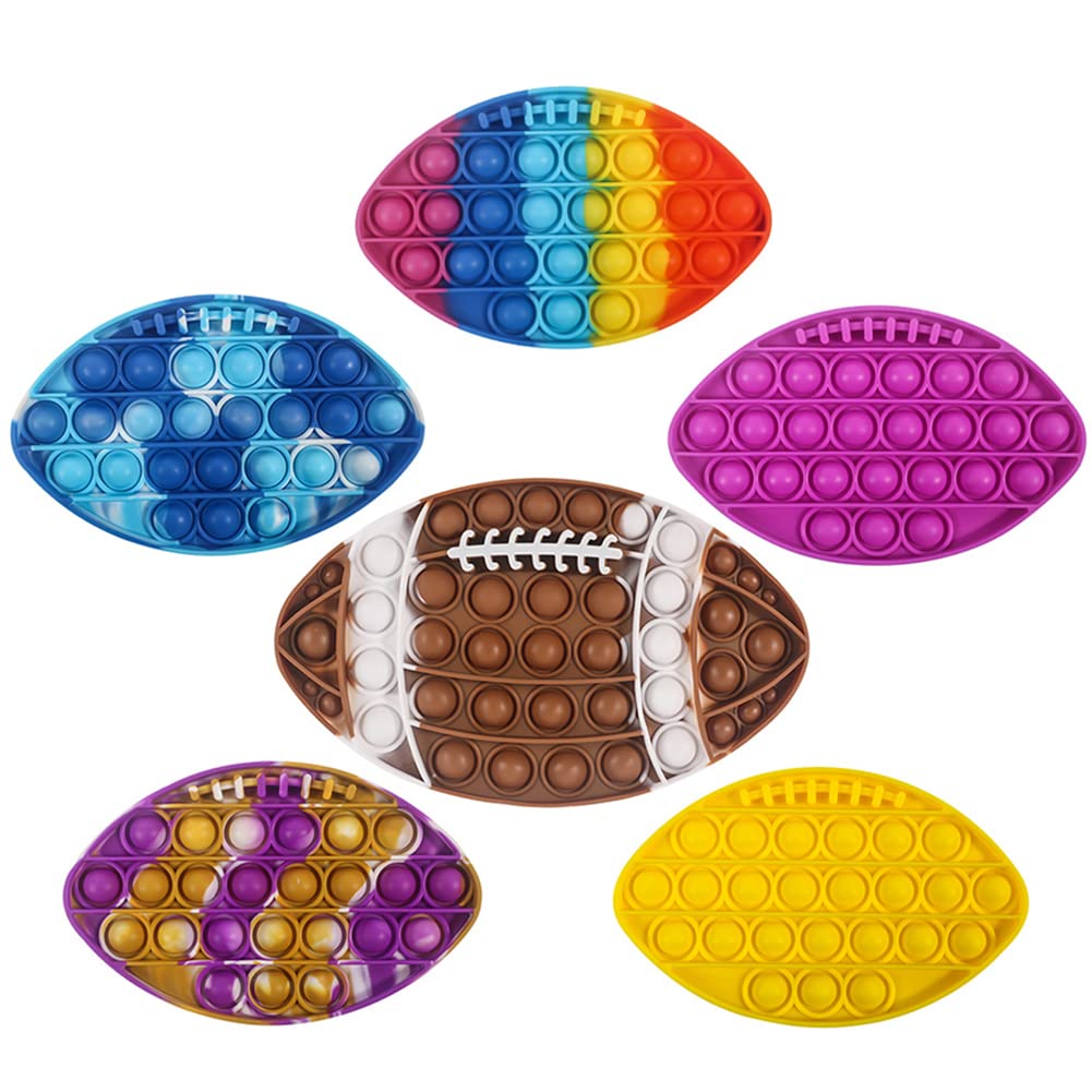 6Pcs Football Pop Fidget Toy Set for Kids & Adults - Stress Relief Sensory Toys, Bubble Popper Push Game for Anxiety Relief - Perfect Gift for Soccer/Rugby Fans (Great for Home, Office & Classroom Use)