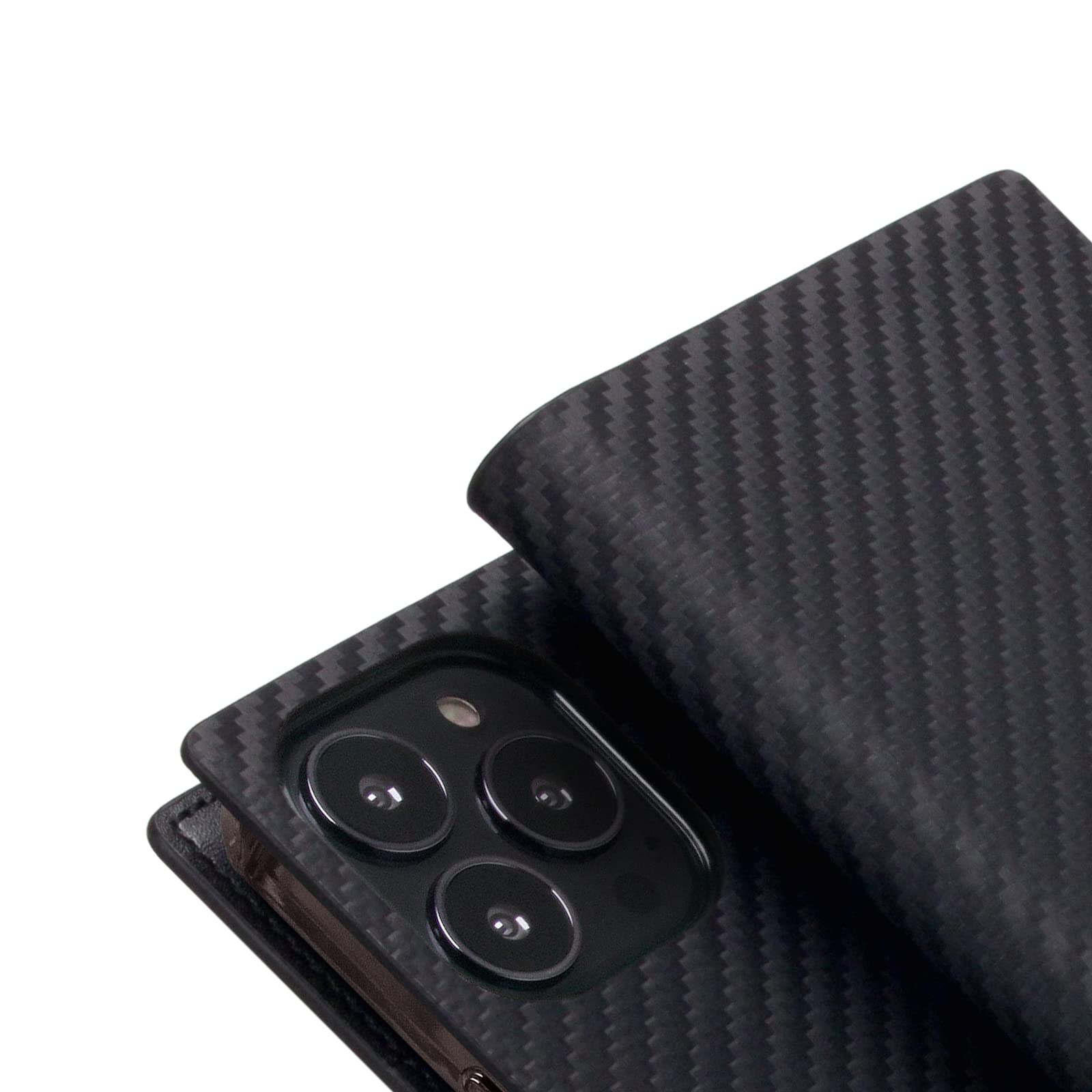 Italian Genuine Carbon Leather Wallet Case for iPhone 12/12 Pro - Handmade Diary Style with Card Slots & Cash Pocket | RFID Protection | Gift Box Included (Black) | Perfect for Business, Travel & Everyday Use