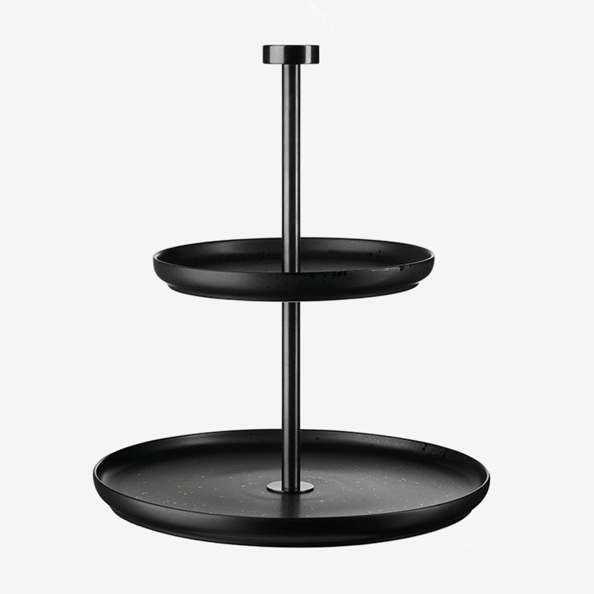 Asa Germany Coppa Kuro 2-Tier Serving Stand - Elegant Stainless Steel Appetizer Tray for Parties, Buffets & Dining Room Decor