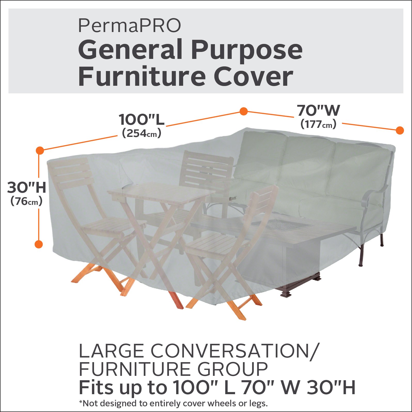 Classic Accessories PermaPro Waterproof Furniture Cover - Universal Fit for Indoor & Outdoor Use - Protect Sofas, Chairs, Tables from Dust, Sun & Spills - Perfect for Patio, Garage, Storage & Moving