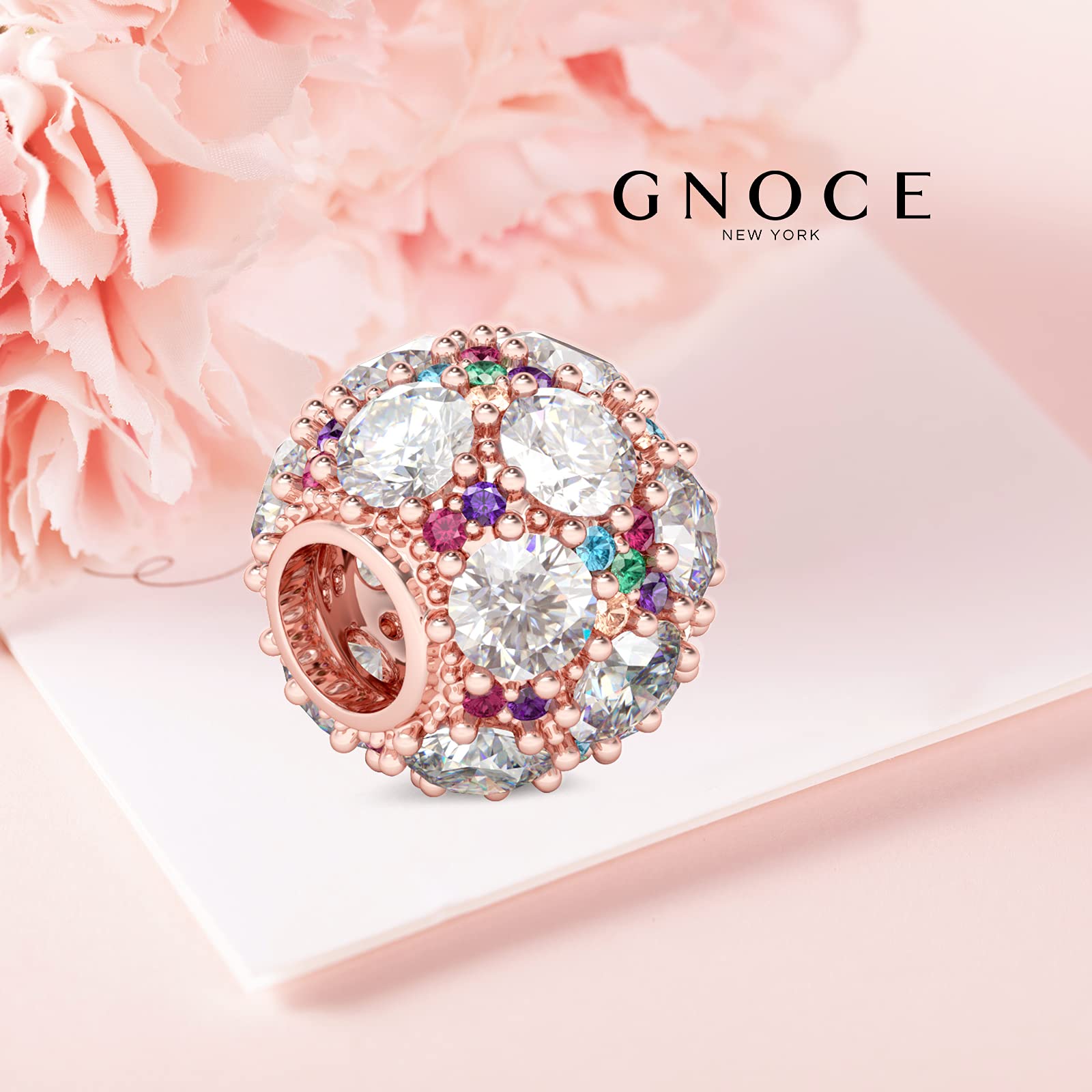 GNOCE Sterling Silver & Rose Gold Beaded Charms - 'You Are Beautiful Like Diamonds in the Sky' Inspirational Jewelry for Bracelets & Necklaces - Perfect for Gifts, Anniversaries, and Everyday Wear