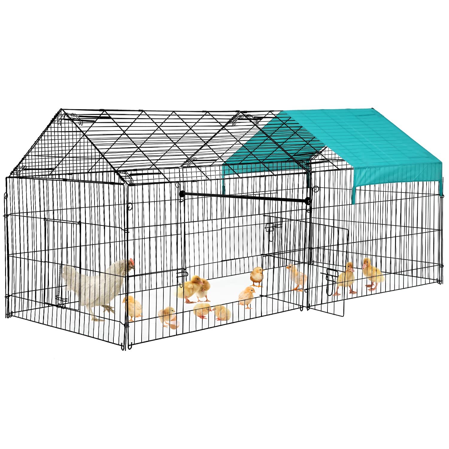 Large Metal Chicken Coop - Foldable Outdoor Poultry Run with Waterproof & UV-Resistant Cover | Backyard Chicken Pen for Ducks, Rabbits & Small Animals | Perfect for Farm, Homestead & Pet Shelter Use