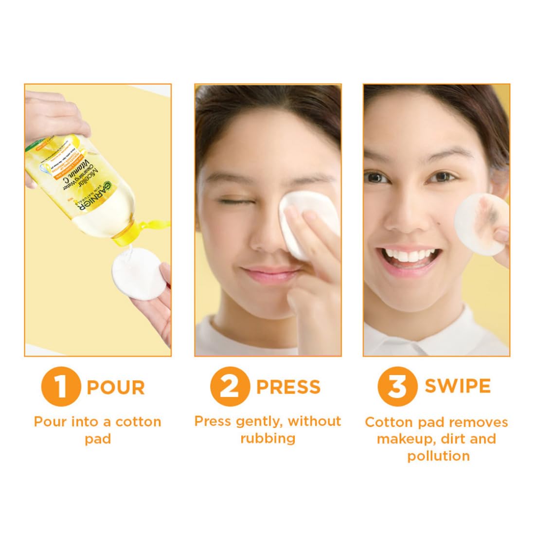 Garnier Skin Naturals Cleansing & Brightening Micellar Water with Vitamin C, 125 ml - Gentle Makeup Remover for Daily Skincare Routine