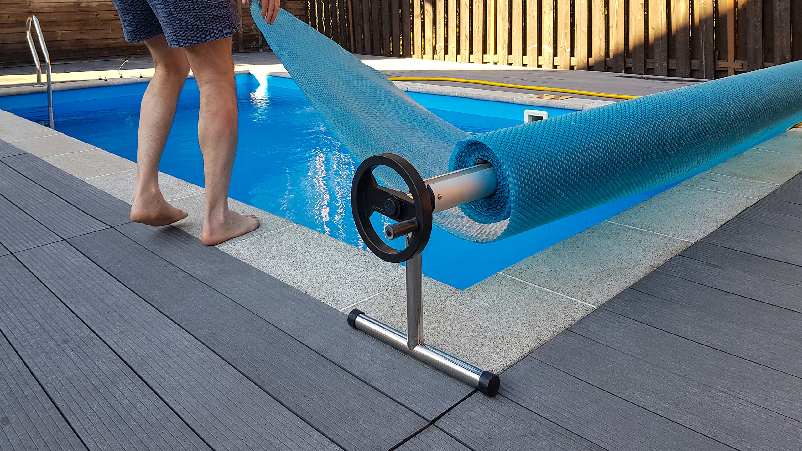 SunHeater Heavy Duty 15' x 30' Rectangular Solar Pool Cover with Bubbles - 12 Mil Thick Polyethylene Solar Blanket for In-Ground Pools - Efficient Heat Transfer for Warmer Water - Perfect for Extending Swimming Season & Reducing Energy Costs