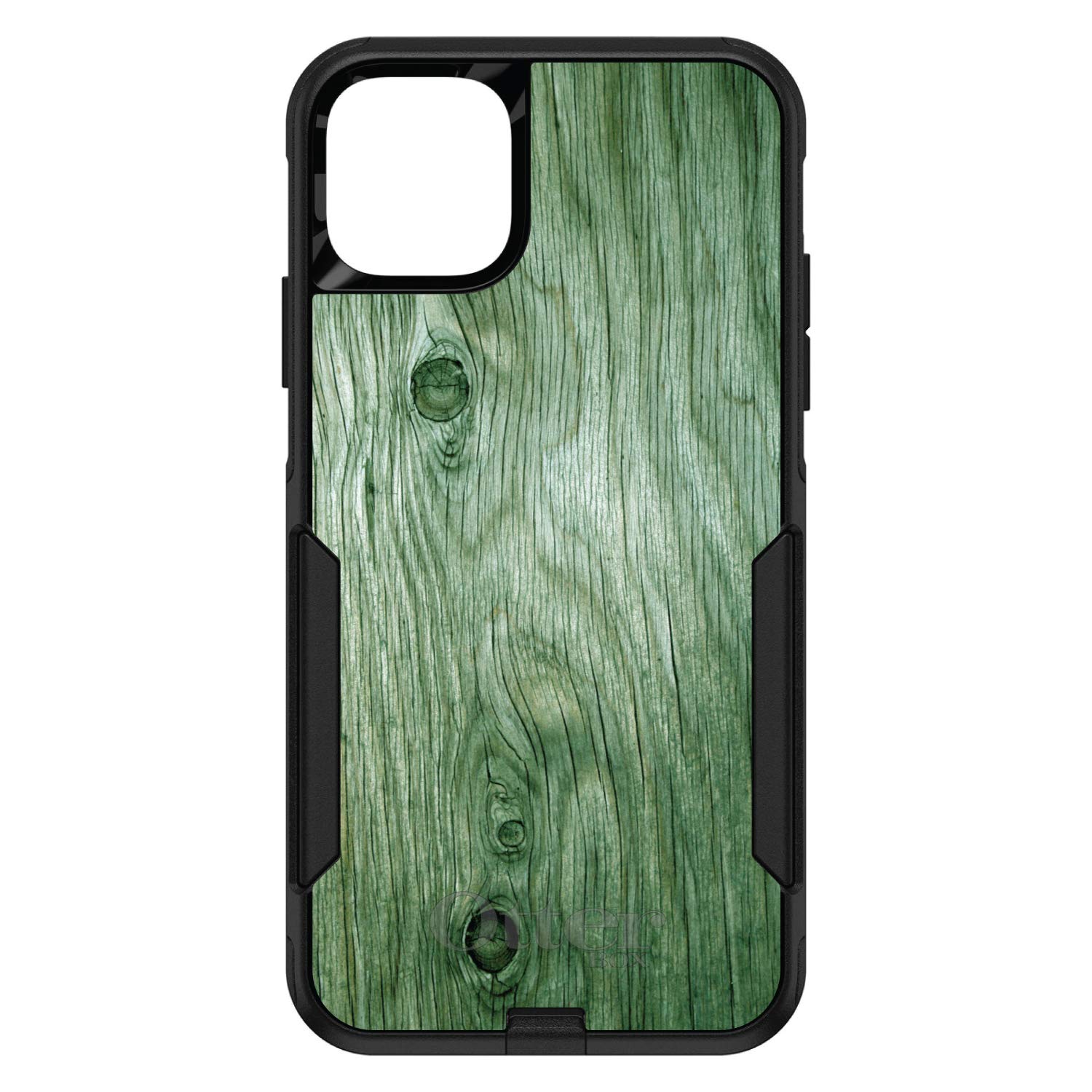 DistinctInk iPhone 12 Pro MAX Case (6.7 Inch) - Premium Wood Grain Protective Cover - Durable Replacement for OtterBox Commuter - Custom Black with Green Weathered Wood Print - Perfect for Outdoor, Office & Everyday Use