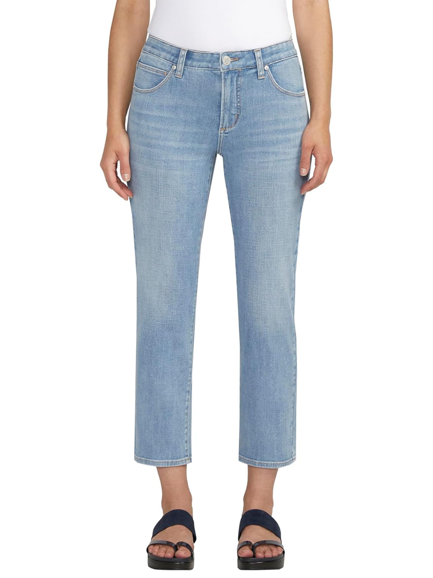 JAG Jeans Women's Ruby Mid Rise Straight Cropped Jeans - Comfortable Stretch Denim Pants for Casual Wear & Everyday Outfits | Perfect for Work, Weekend, and Date Nights
