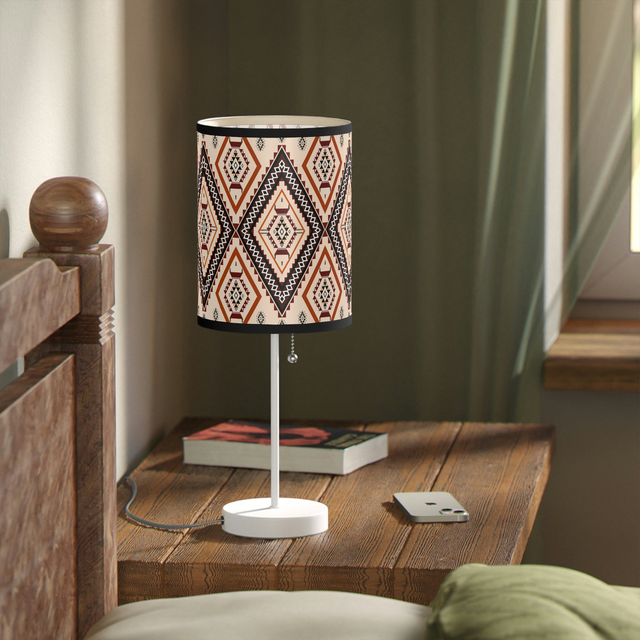 Southwestern Style Table Lamp for Bedroom & Living Room - Adjustable Reading Light with US/CA Plug - Perfect for Nightstands, Sofa Side Tables and Home Office Desks