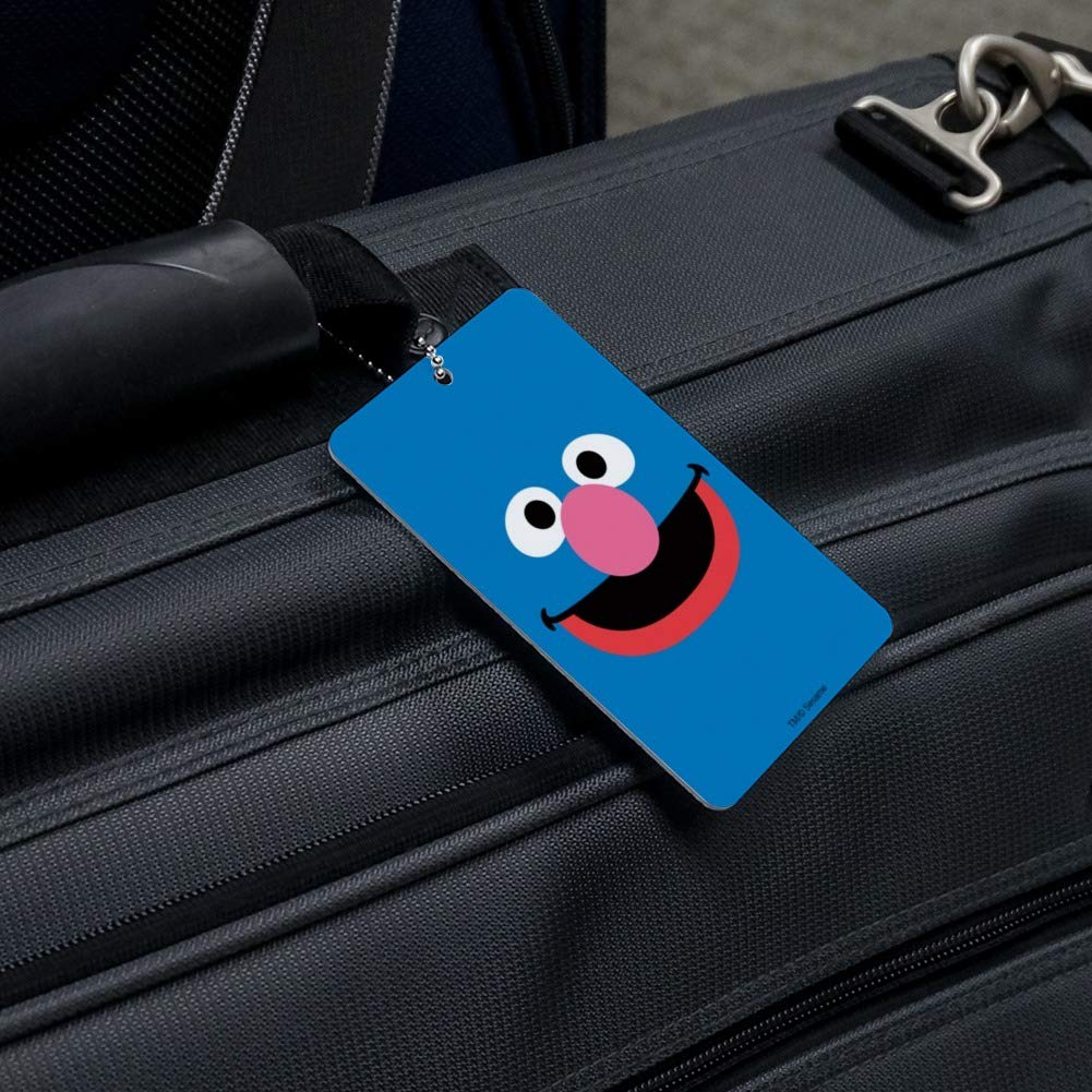 Official Sesame Street Grover Character Face Luggage Tag - Durable Suitcase ID Tag for Carry-On Bags, Perfect for Travel & Kids' Backpacks