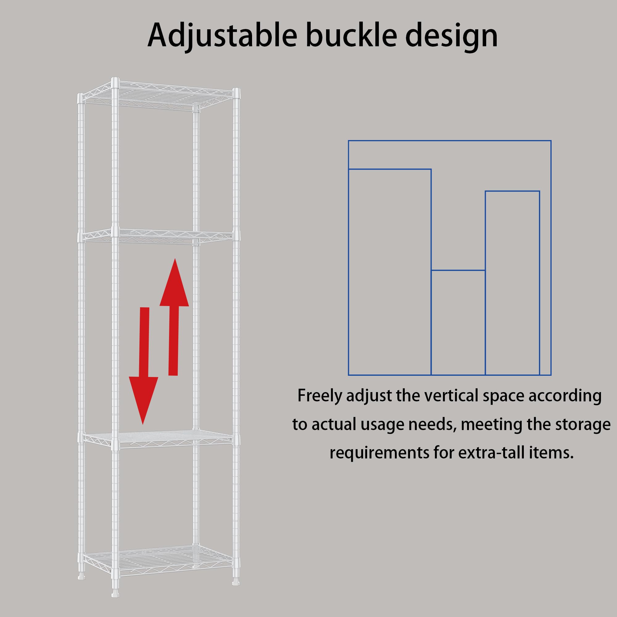 REGILLER 6-Tier Adjustable Steel Wire Shelving Unit - Heavy Duty Storage Rack for Laundry, Bathroom, Kitchen, Pantry & Closet Organization (16.7