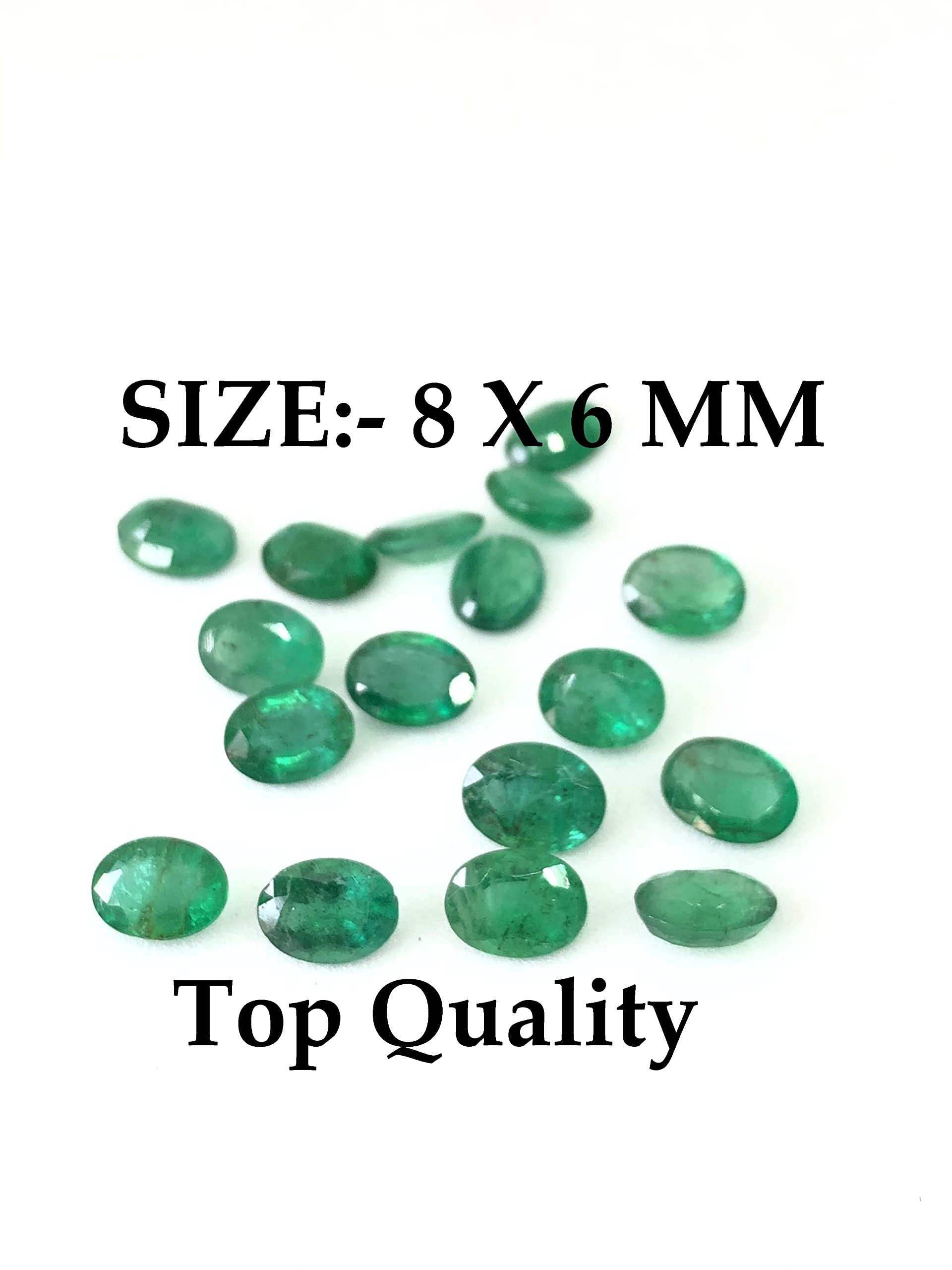 8x6mm Zambian Natural Emerald Oval Cut Loose Gemstone - AAA Quality Faceted Green Emerald for Rings, Earrings, Pendants & Necklaces | Perfect for Engagement Jewelry, Birthday Gifts & Special Occasions