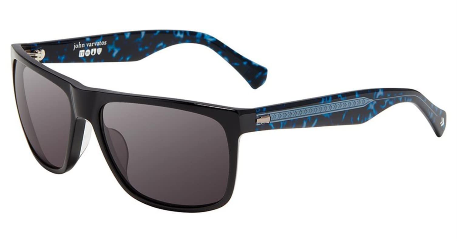 John Varvatos V 543 Black Polarized Sunglasses for Men - UV Protection, Classic Aviator Style - Perfect for Driving, Beach & Outdoor Activities