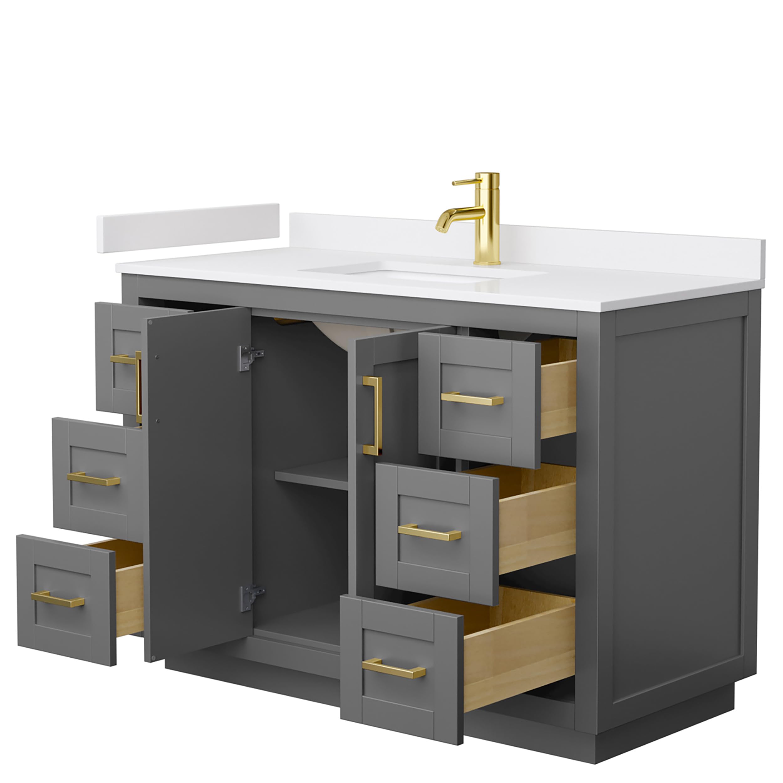 Wyndham Collection WCF292948SGGWCUNSMXX Miranda Vanity Set - Dark Gray Bathroom Vanity with Sink & Mirror | Perfect for Modern Home Bathroom Remodel & Small Space Design