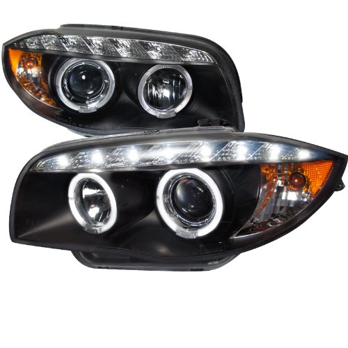 Spec-D Tuning 2LHP-E8708JM-TM LED Projector Headlights for BMW E87 1-Series - Dual Halo Black Housing - High Performance Lighting Upgrade for Night Driving & Custom Styling