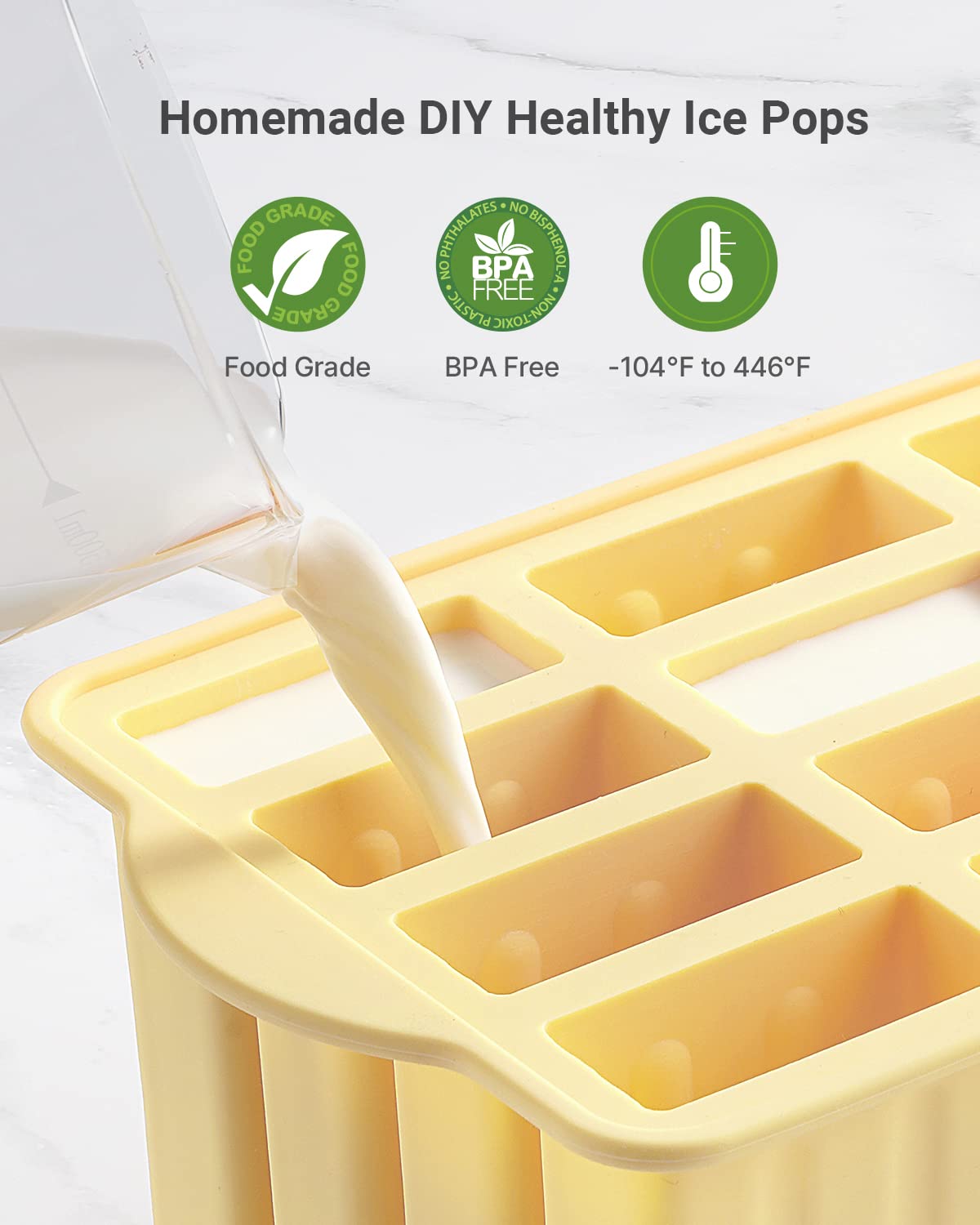 **MEETRUE 12-Piece Silicone Popsicle Molds - BPA-Free, Easy-Release Ice Pop Maker for Homemade Treats - Includes 50 Popsicle Sticks & Cleaning Brush - Perfect for Summer Snacks, Kids' Parties & Healthy Desserts**