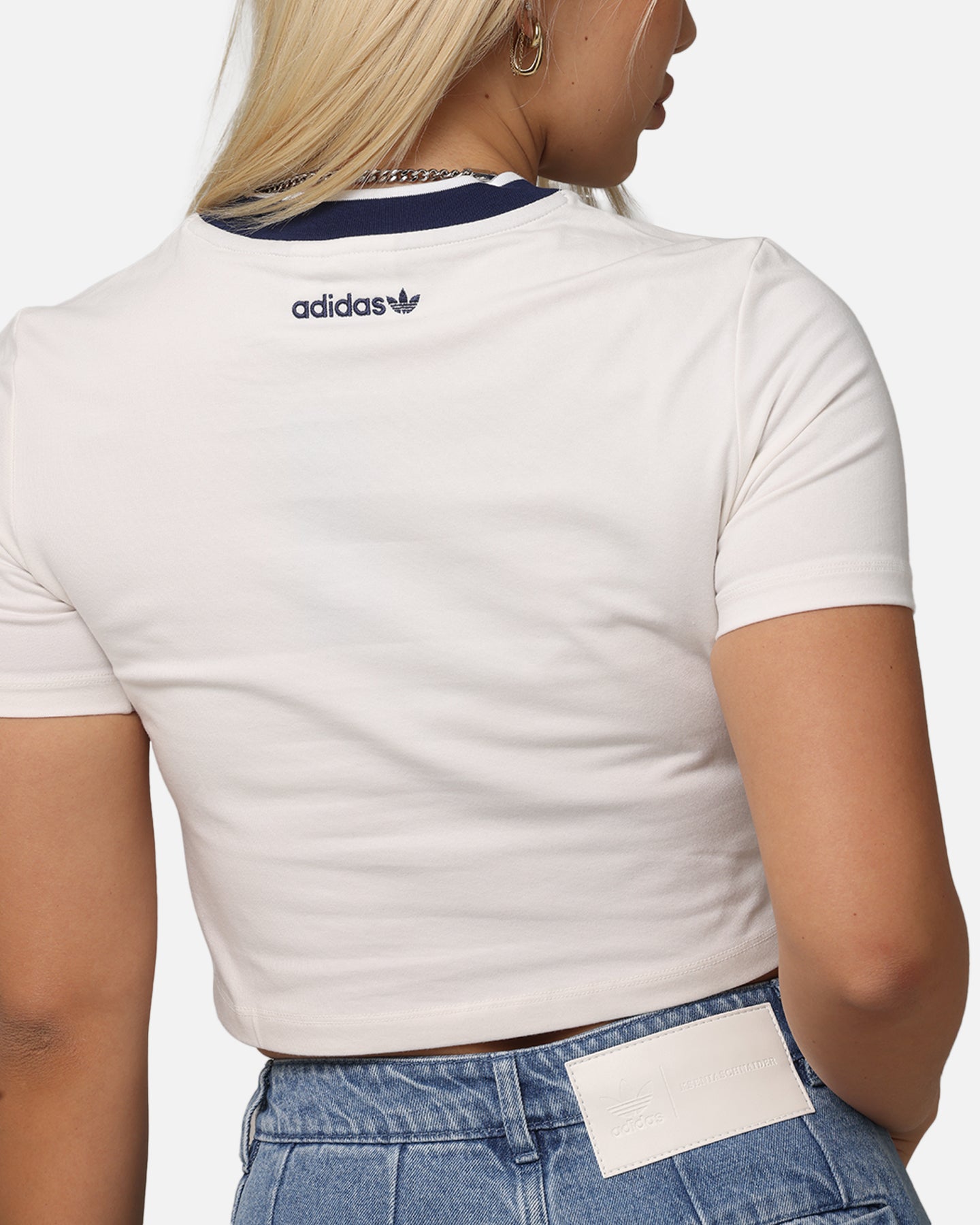 Adidas Women's Graphic Baby T-Shirt - Soft Cotton Casual Tee in Cloud White | Perfect for Everyday Wear, Maternity Outfits & Lounge Style