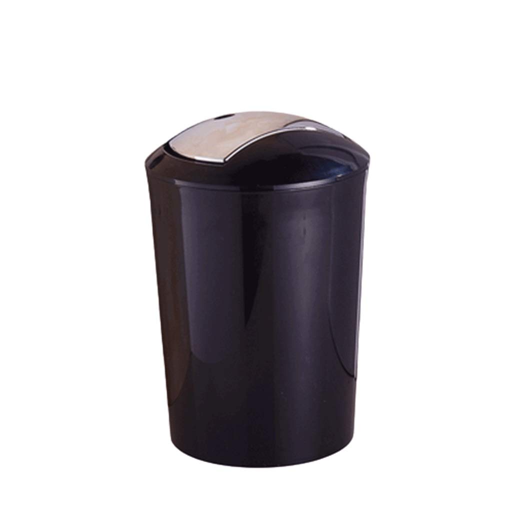 Premium Plastic Trash Can with Lid - Durable & Flexible Waste Bin for Bathroom, Kitchen, Office - Thickened Top Lid Recycling Garbage Bin (Black) - Ideal for Home, Office & Commercial Spaces
