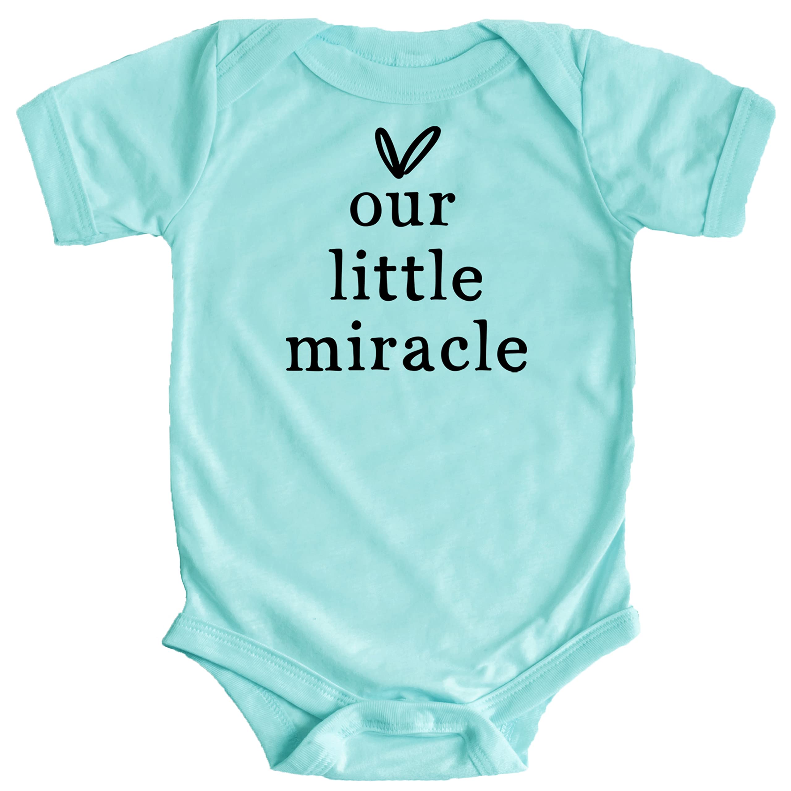 Our Little Miracle Infant Take Home & Pregnancy Reveal Bodysuit - Olive Loves Apple Baby Outfit for Newborn Announcement & First Photos