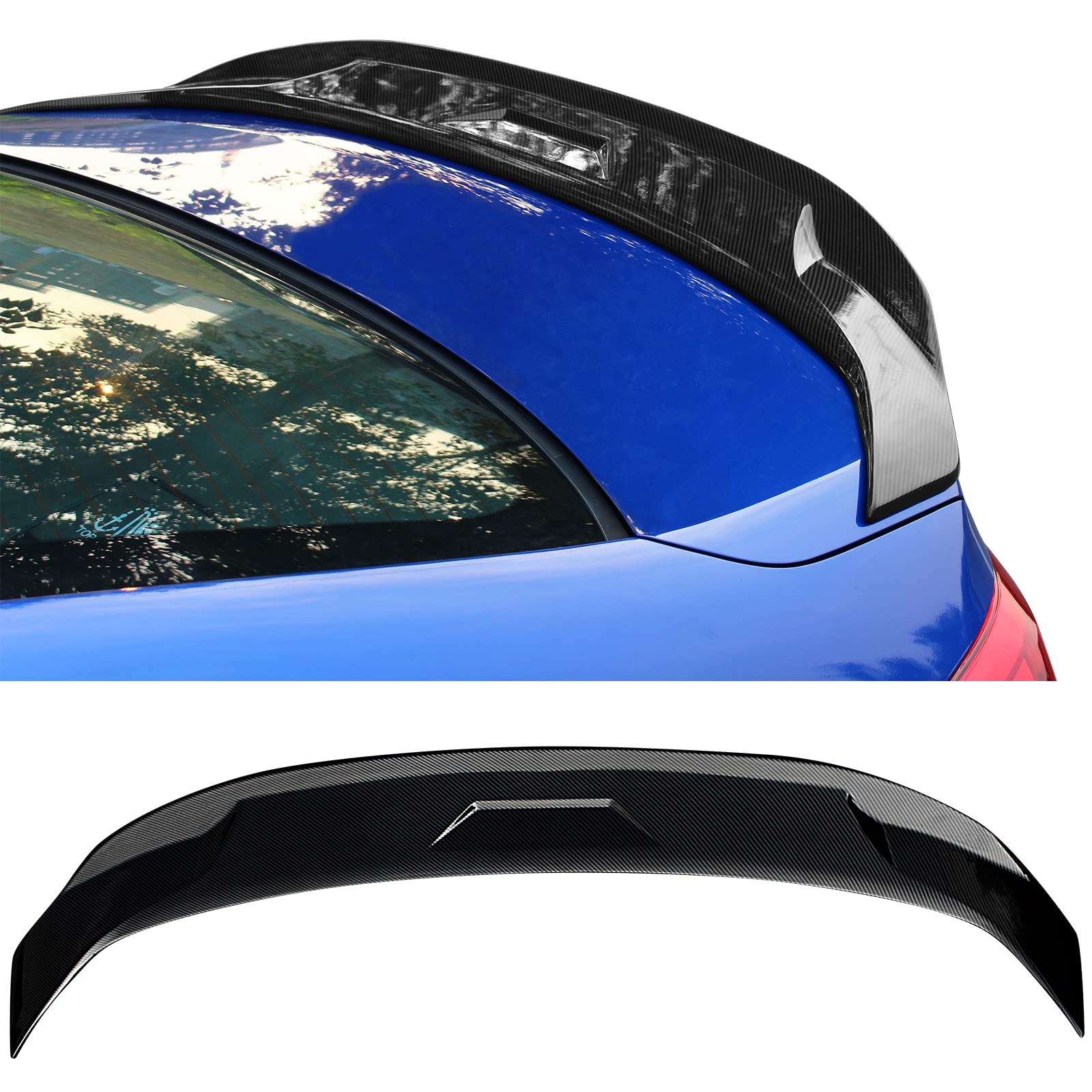IKON MOTORSPORTS JDM Style ABS Plastic Trunk Spoiler for 2022-2025 Honda Civic Sedan 4-Door - Carbon Fiber Print Rear Tail Wing Lip | Enhances Aerodynamics & Sporty Look for Street Racing & Car Shows